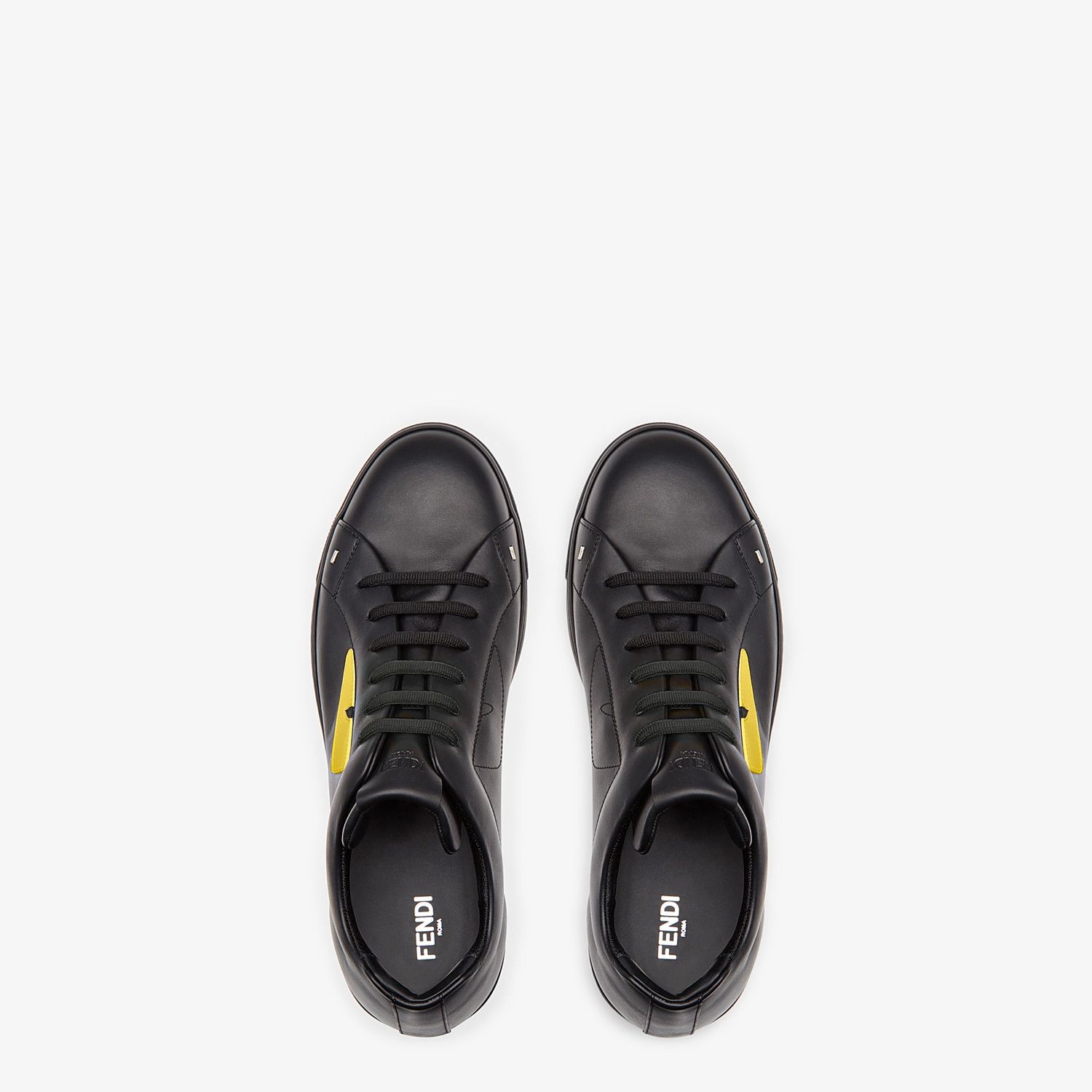 Black and yellow leather low-tops - 4