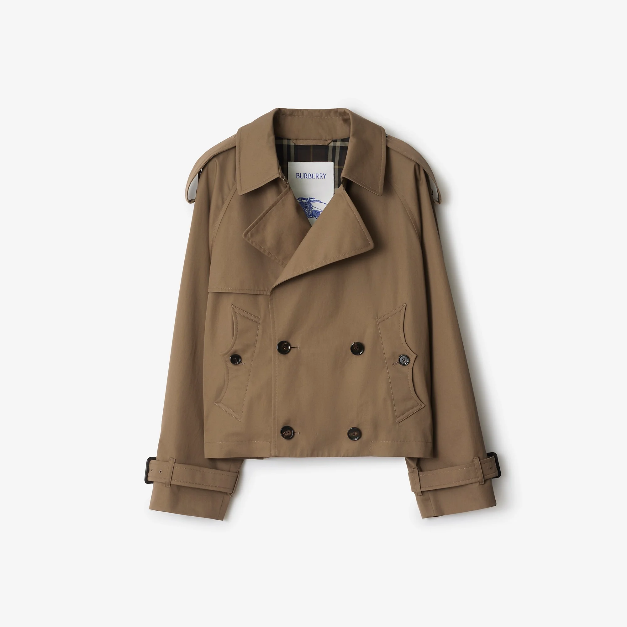 Cropped Gabardine Trench Jacket - 1