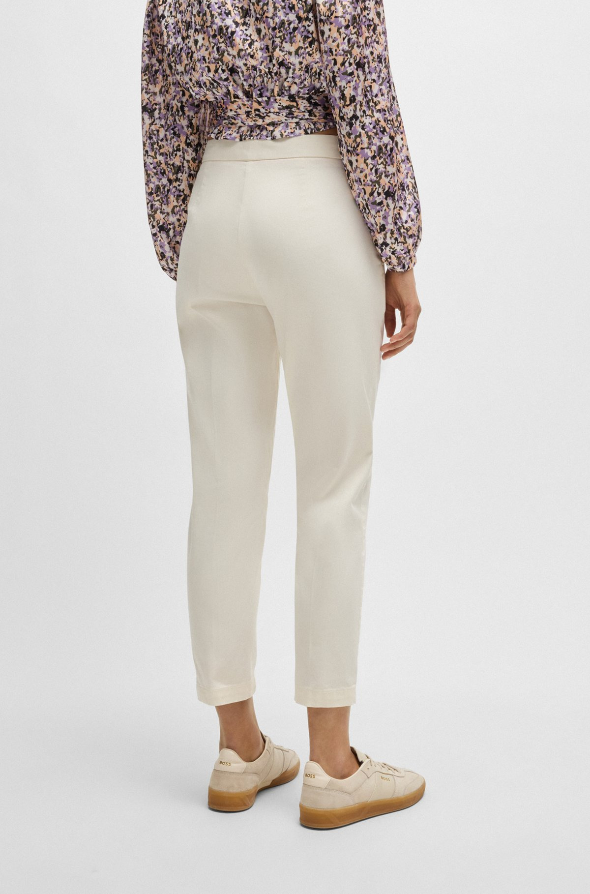 CASUAL TROUSERS IN STRETCH-COTTON SATIN - 4
