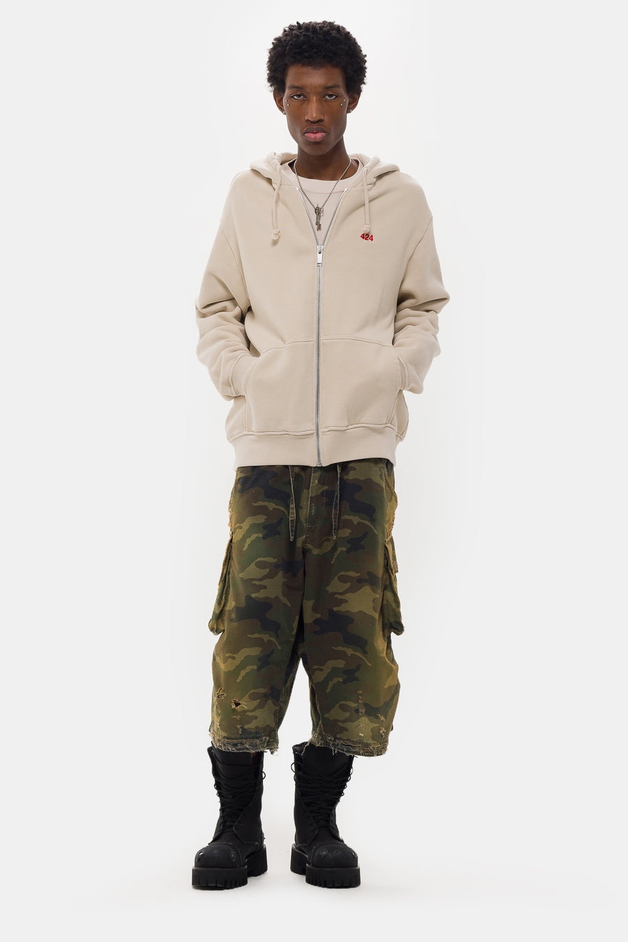 Zip Up Hoodie in Tea - 2