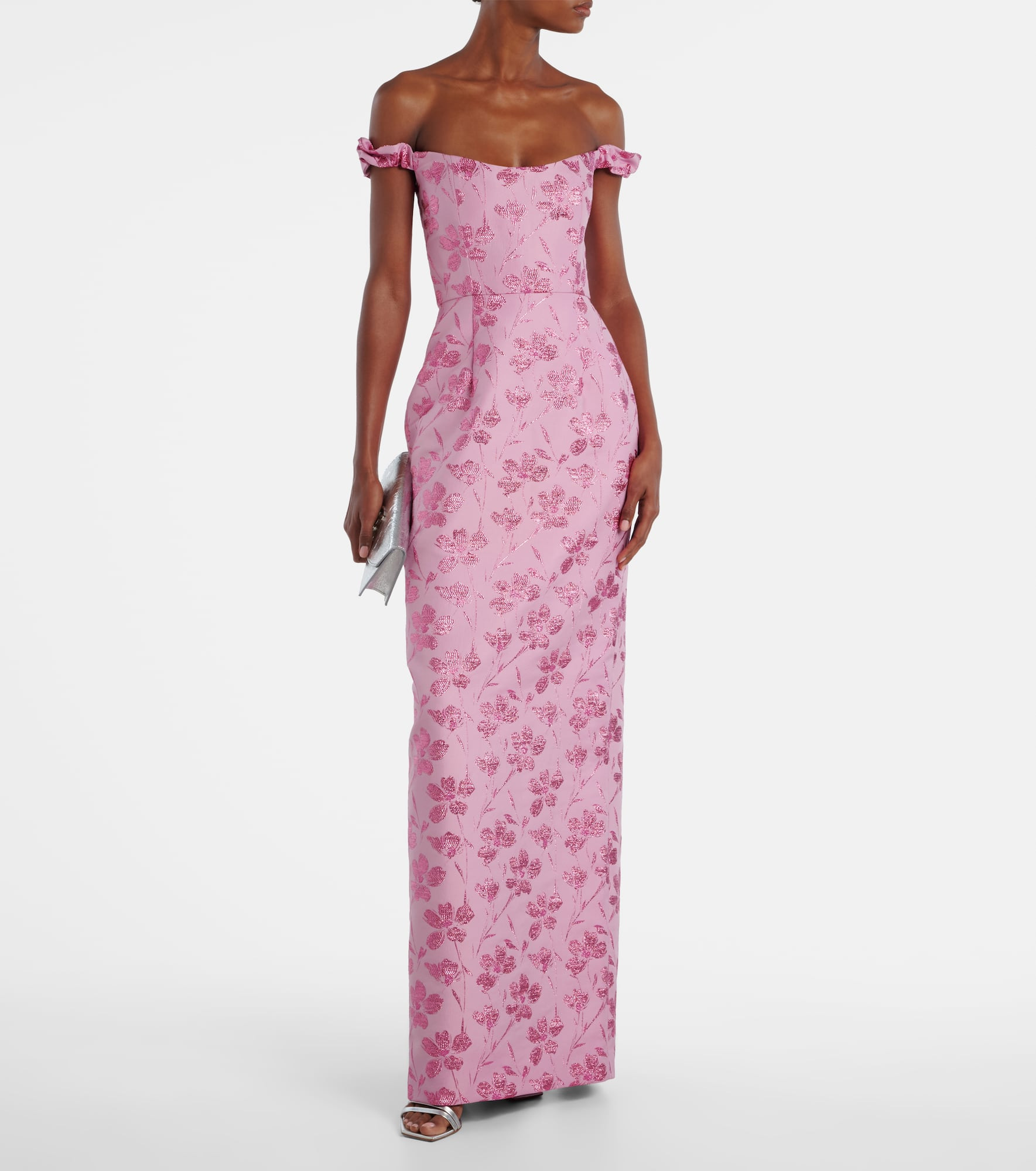 Yolanda floral off-shoulder brocade gown - 2