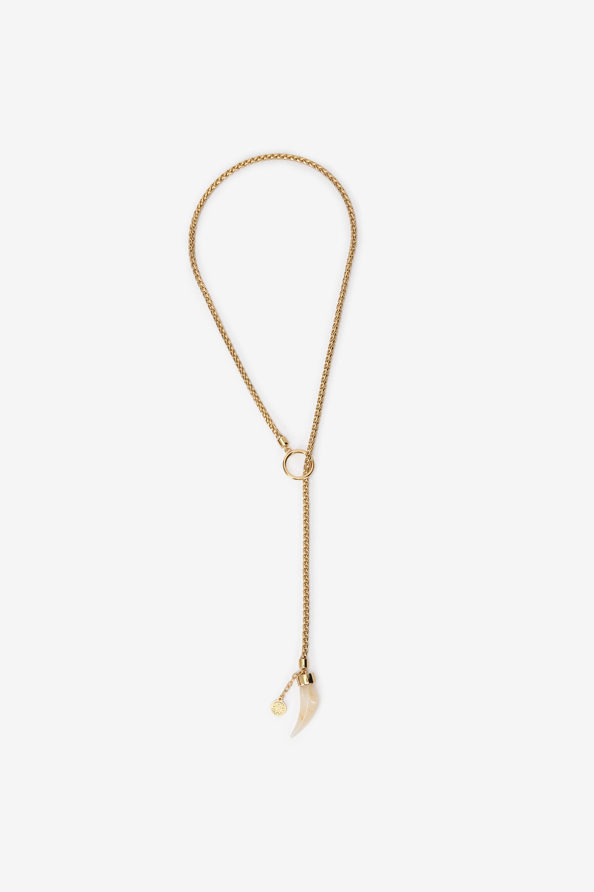 Gold Necklace with Fang Pendant - 1