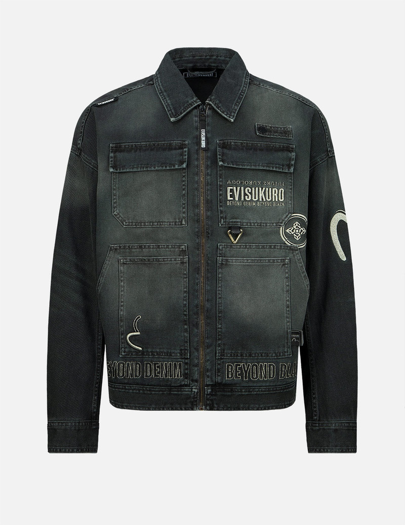 Multi-Pocket Zip-up Denim Jacket 1