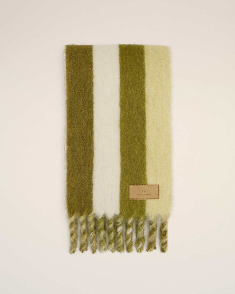 GREEN ALPACA STRIPED SCARF 1