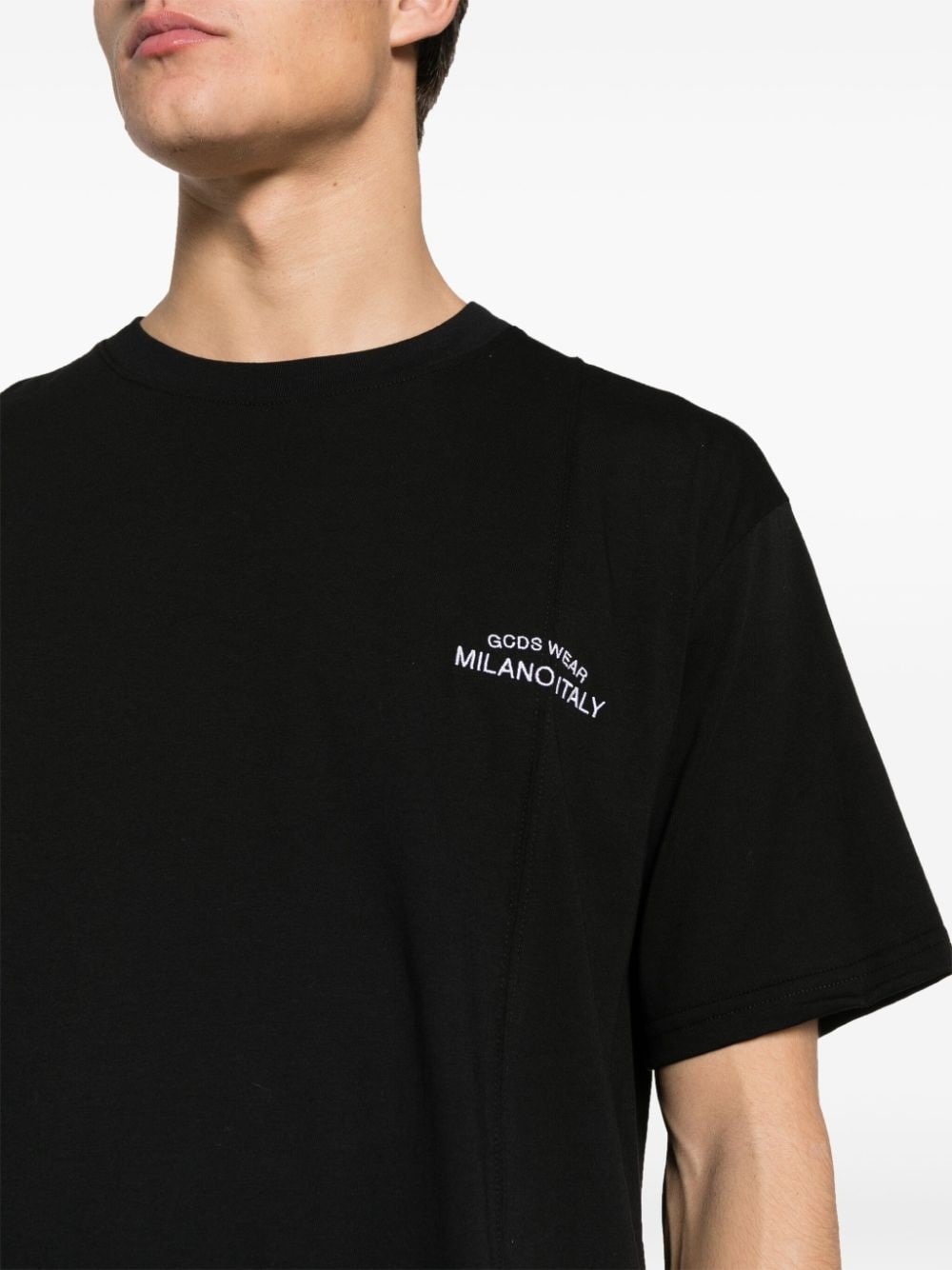 logo-embroidered cotton T-shirt - 5