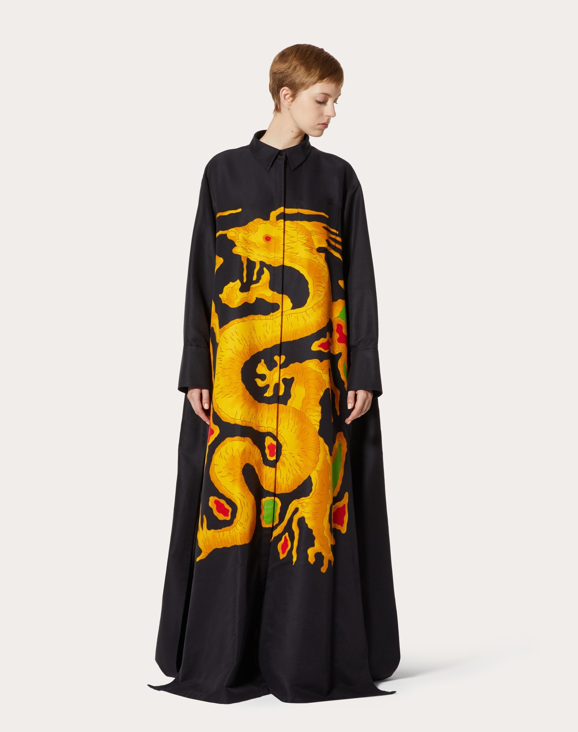 FAILLE EVENING DRESS WITH DRAGO RE-EDITION PRINT - 3