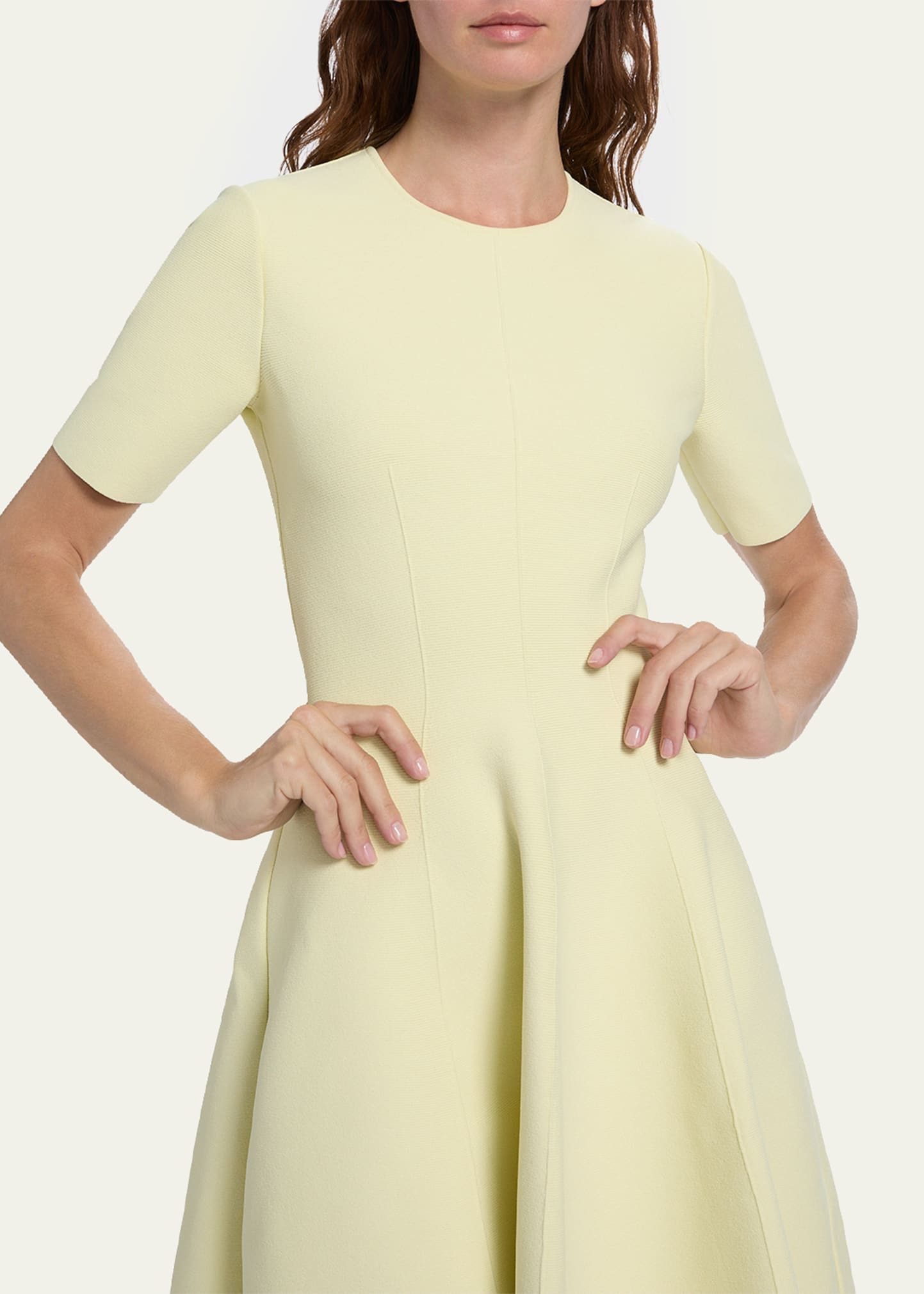 Seamed Short-Sleeve Mini Dress - 6