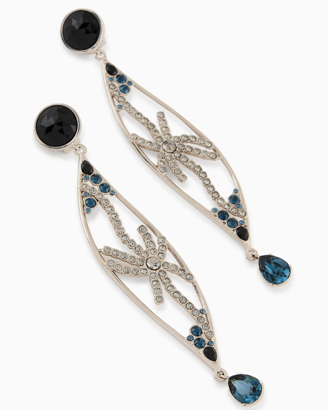 CLIP EARRINGS WITH A BRASS PENDANT AND SWAROVSKI CRYSTALS - 2