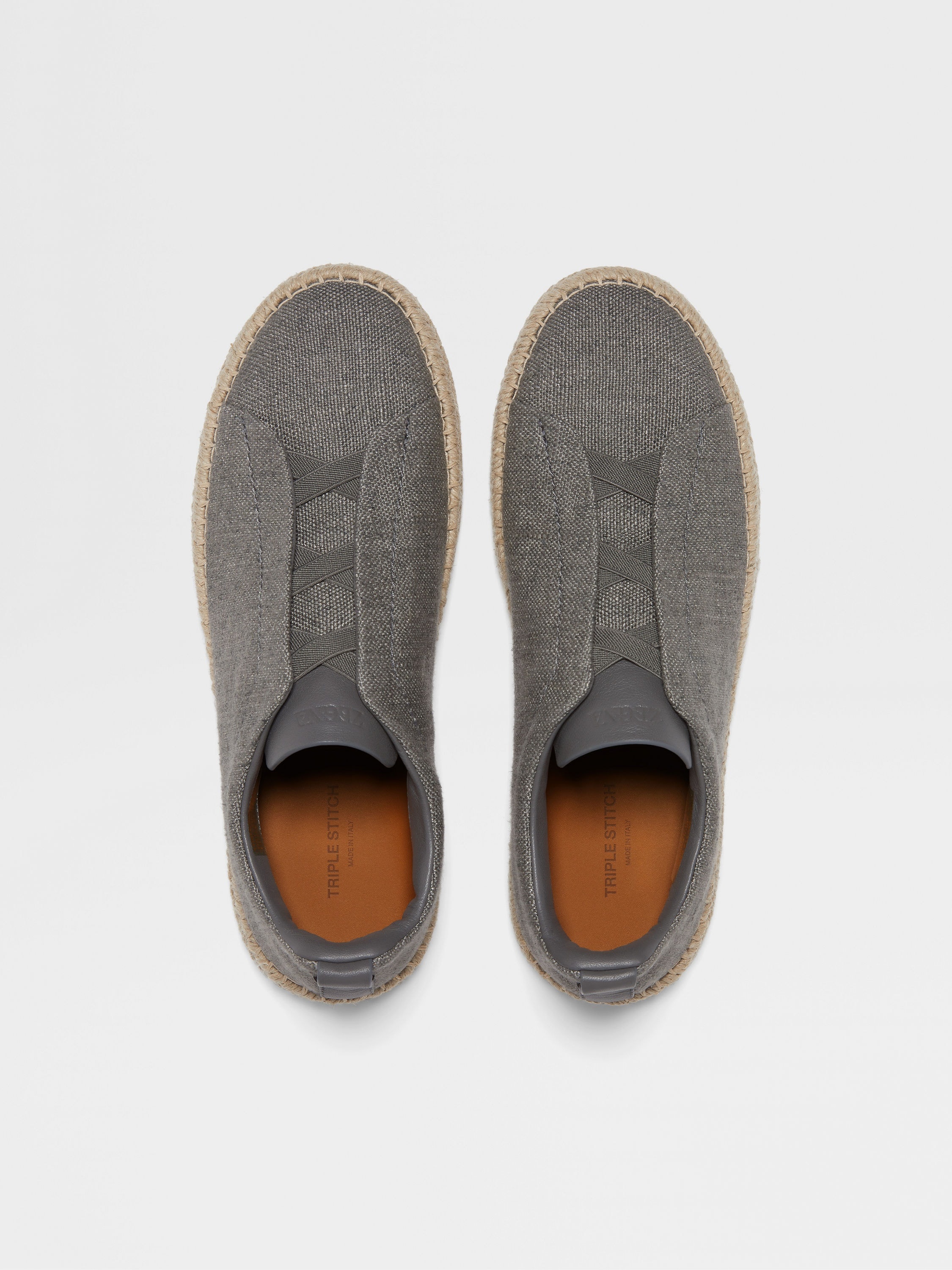 GREY MÉLANGE LINEN AND LEATHER TRIPLE STITCH™ ESPADRILLES - 3