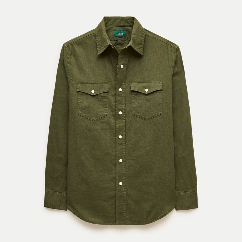 Western chambray shirt in linen-cotton blend 1