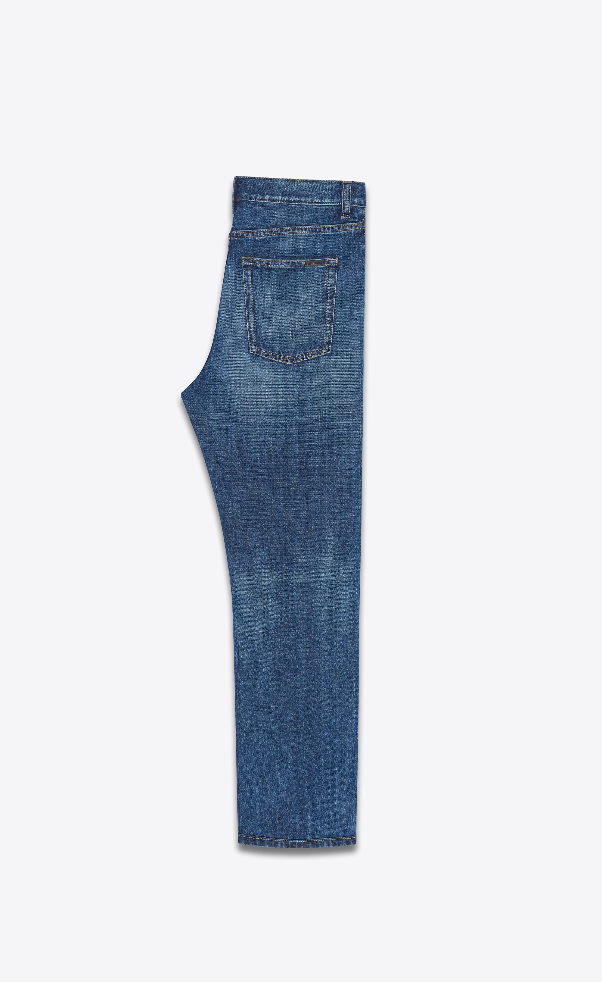 authentic straight jeans in blue ink wash denim - 2