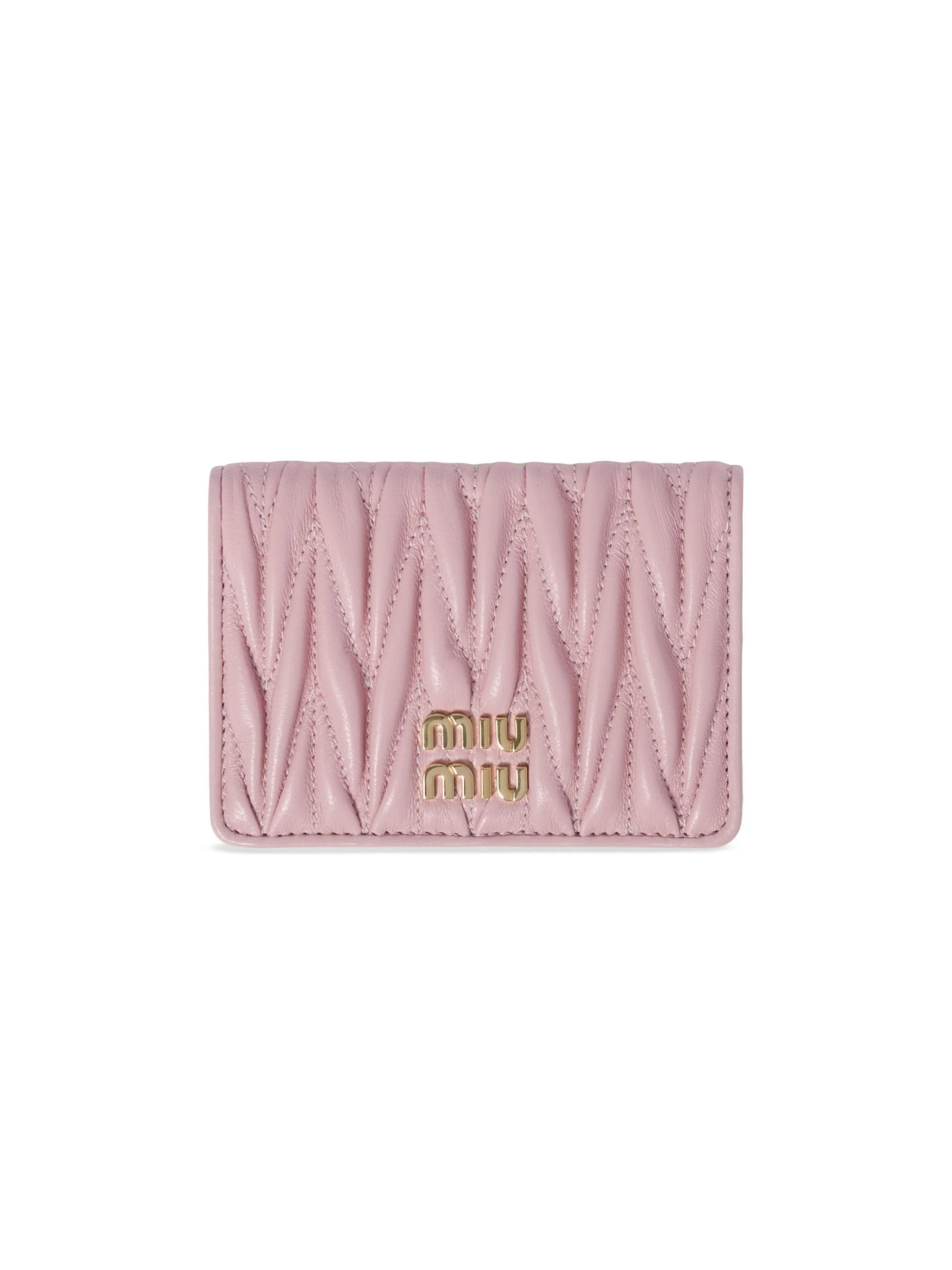Women's Matelassé Nappa Leather Card Holder - Pink - 1