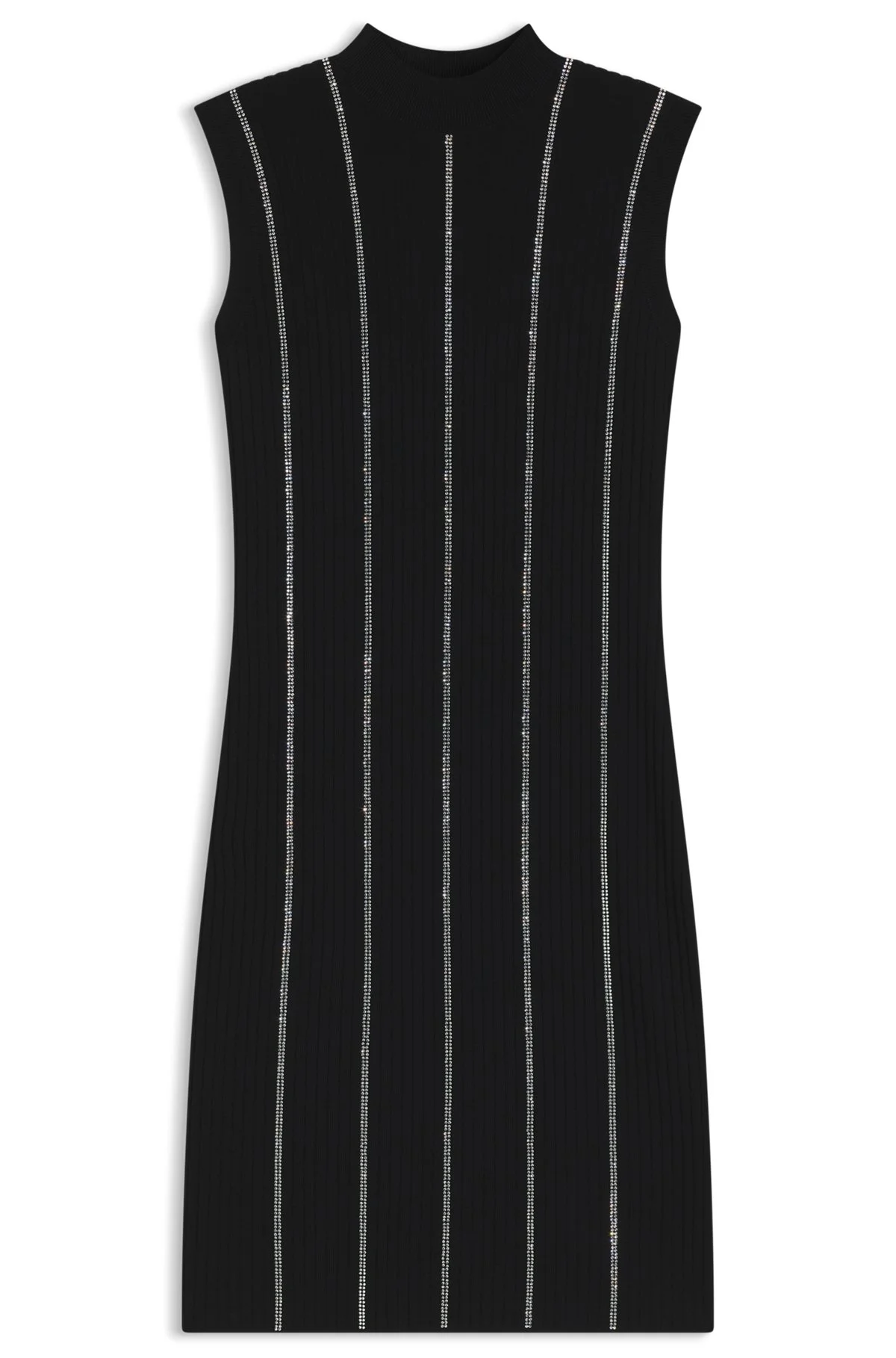 KNITTED BODYCON DRESS WITH RHINESTONE STRIPES - 1