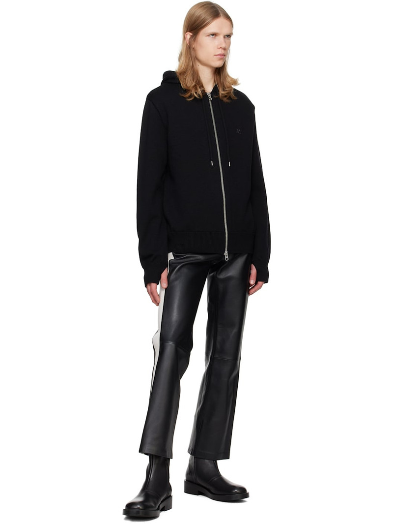 courrèges Black Zipped Wool Hoodie outlook