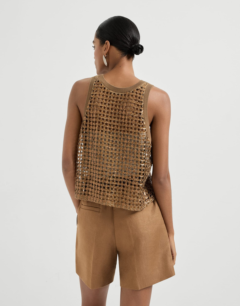 Dazzling net embroidery top in silk and linen 3