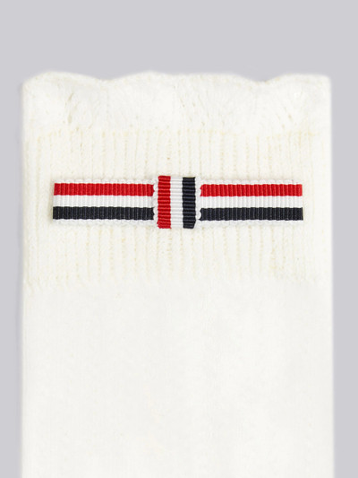 Thom Browne White Pointelle Overtwisted Cotton Ribbed Lace Bow Trim Crew Length Socks outlook