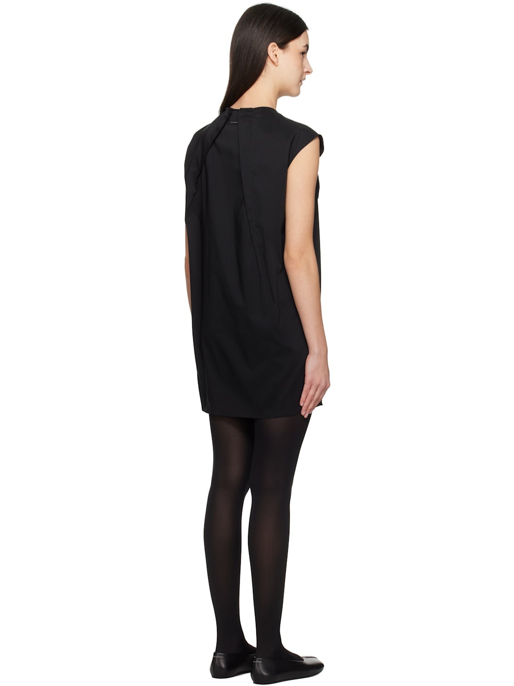 Black Shirting Darting Minidress - 3