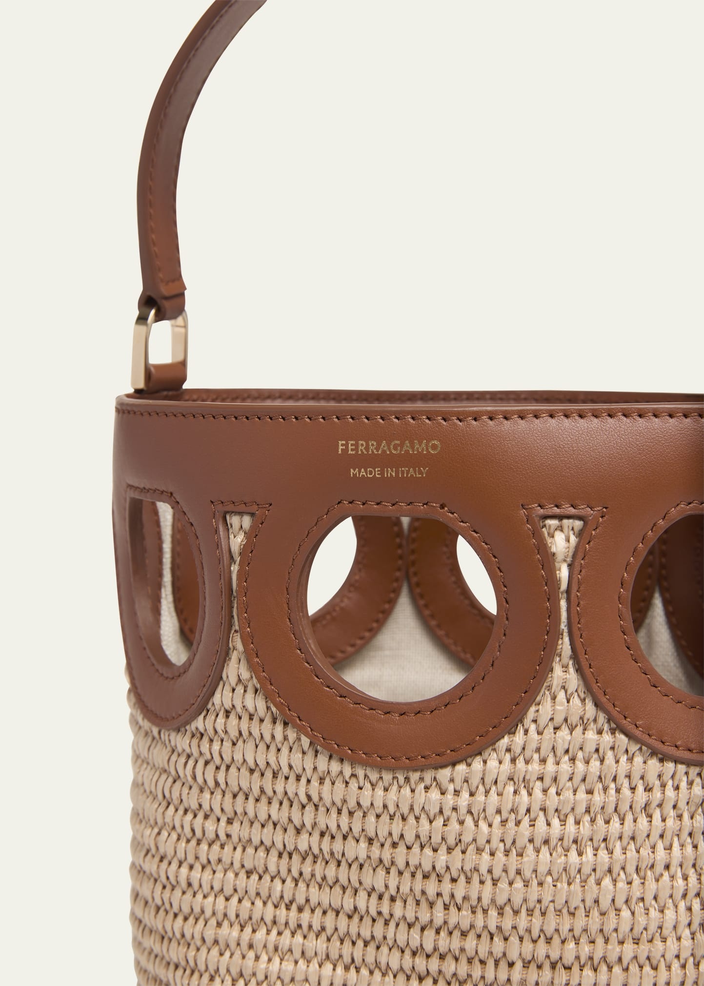 Frame Cutout Raffia Bucket Bag - 4