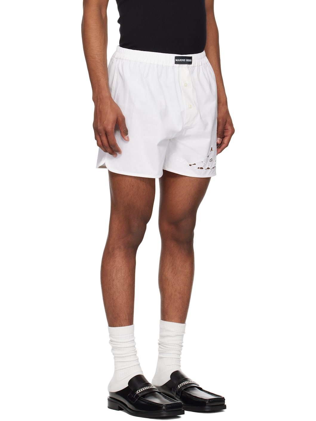 White Regenerated Household Linen Shorts - 2