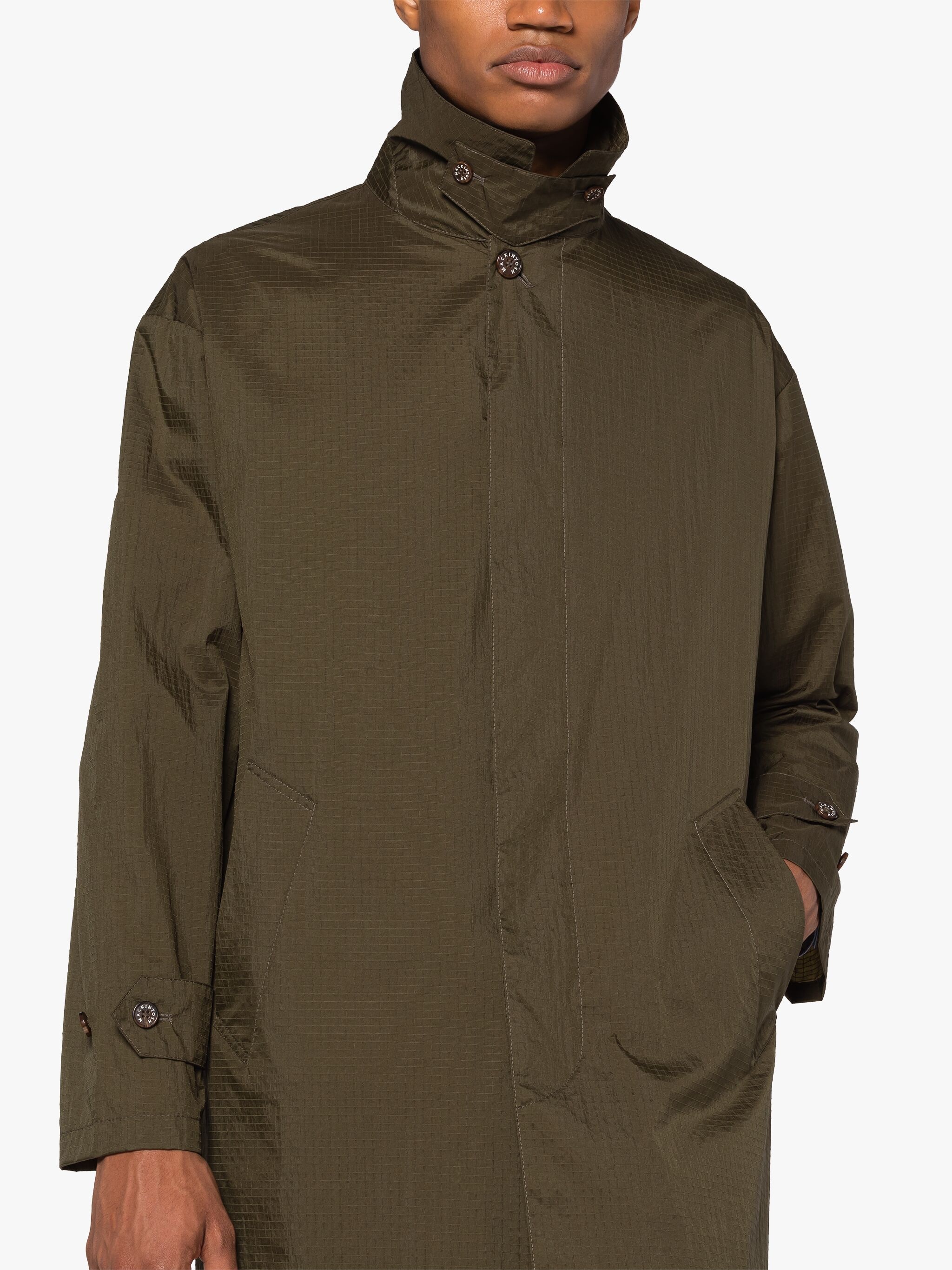 SOHO KHAKI NYLON PACKABLE RAINCOAT - 4