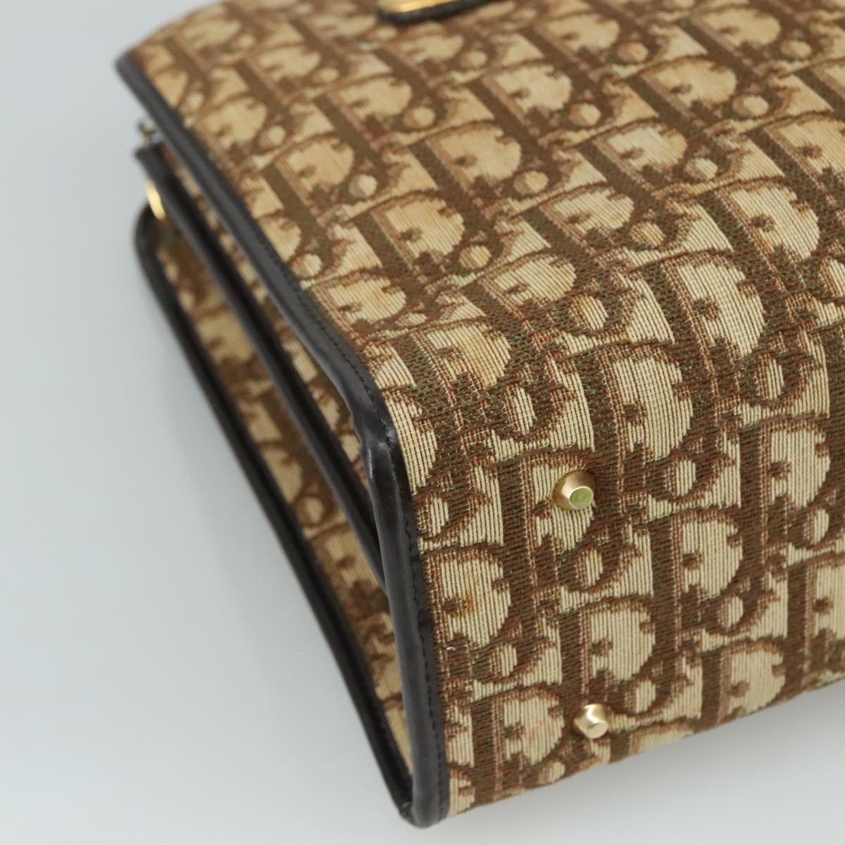 DIOR Trotter Canvas Hand Bag Beige Brown Gold - 14