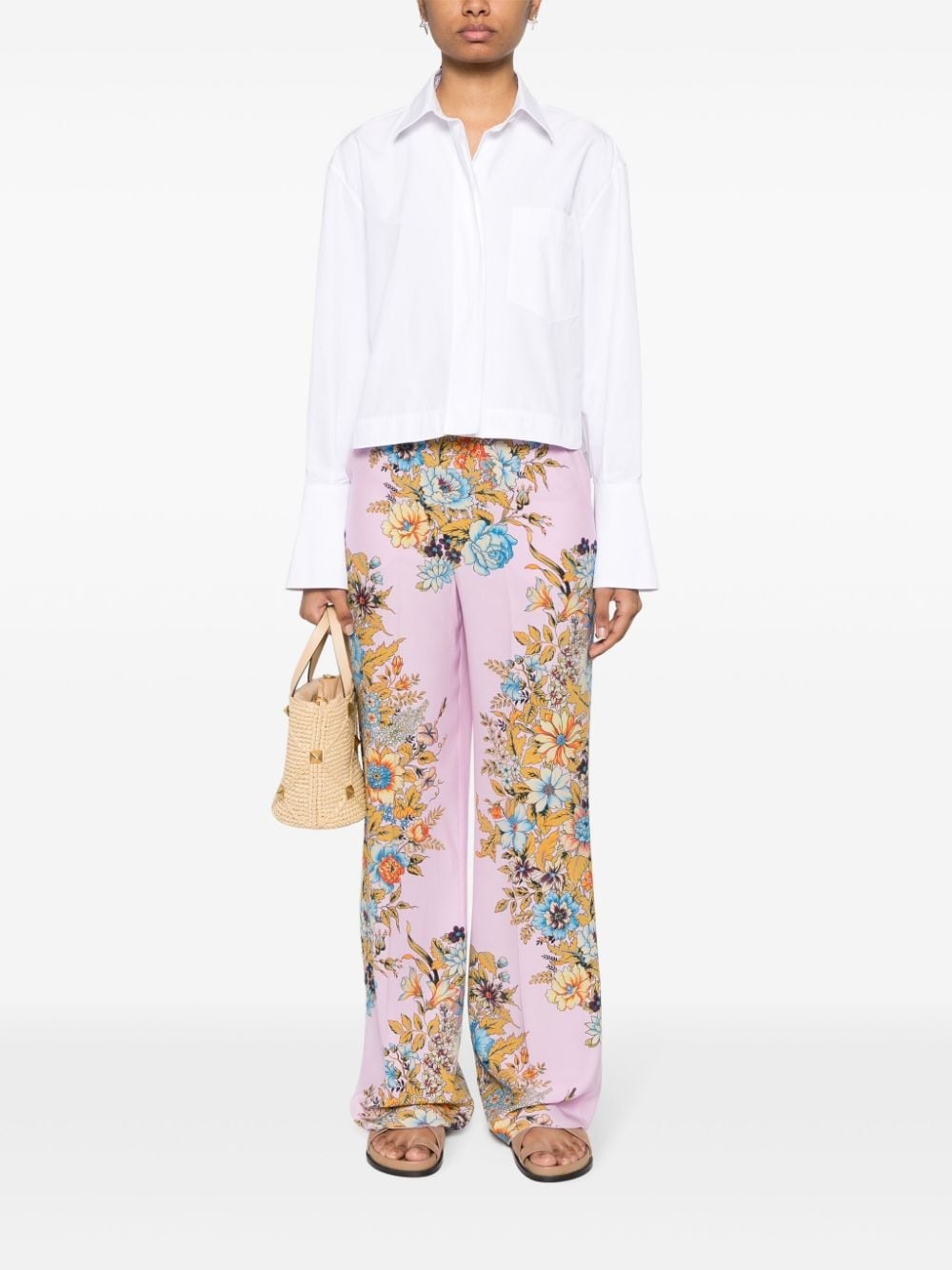 floral-print straight-leg trousers - 2
