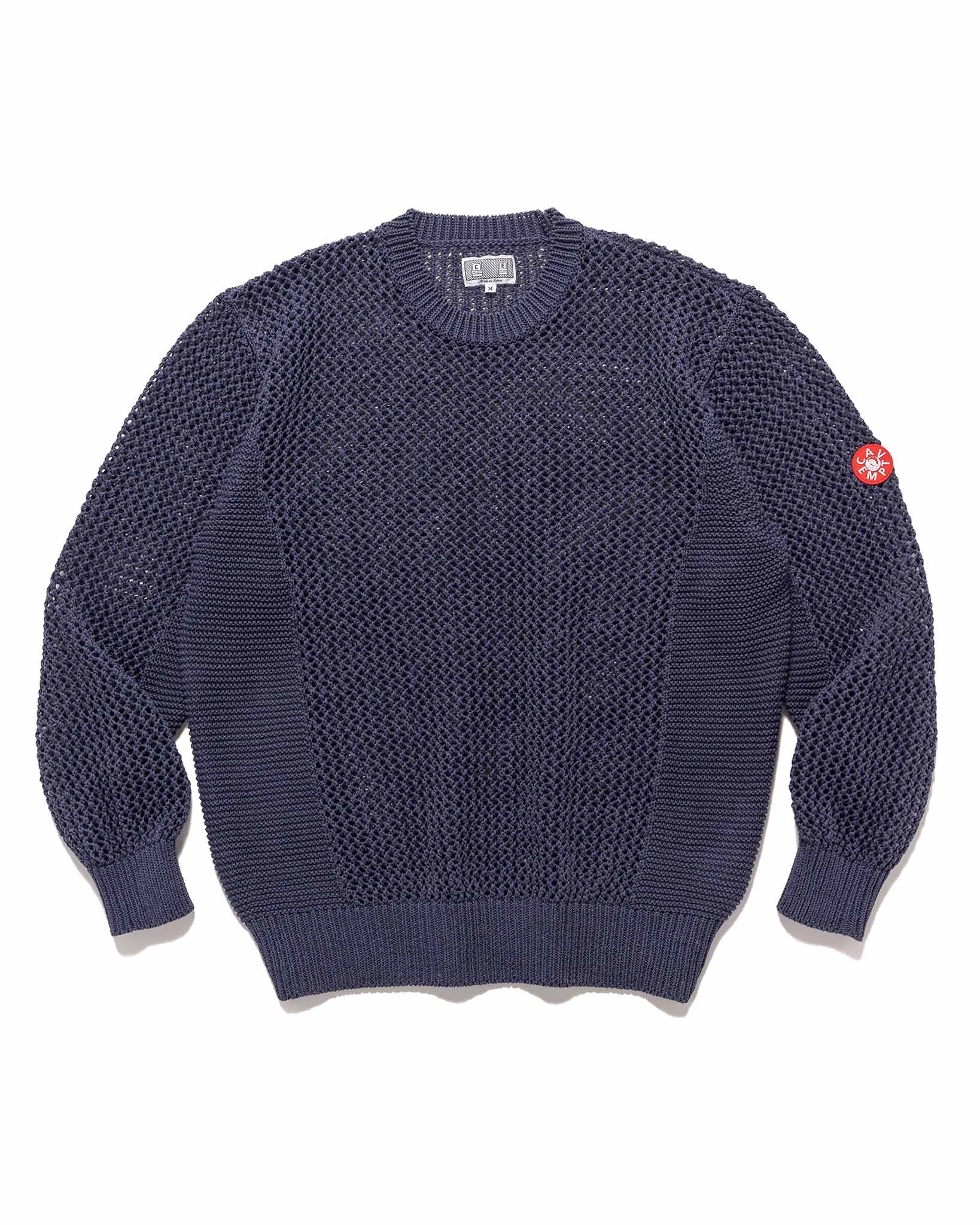 Cav Empt Side Rib Loose Net Knit Blue | REVERSIBLE