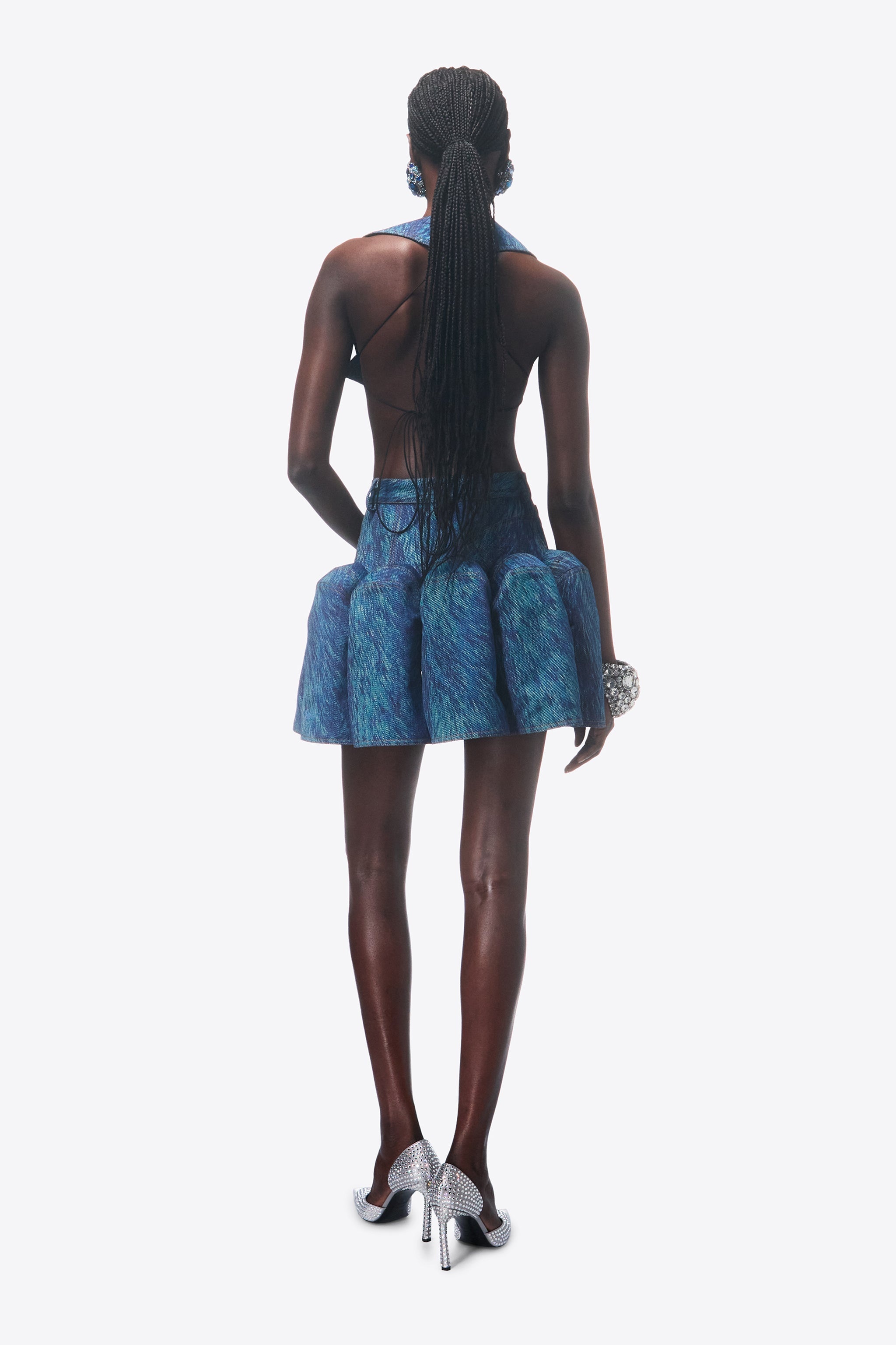 FUR PRINTED GODET MINI SKIRT - 4