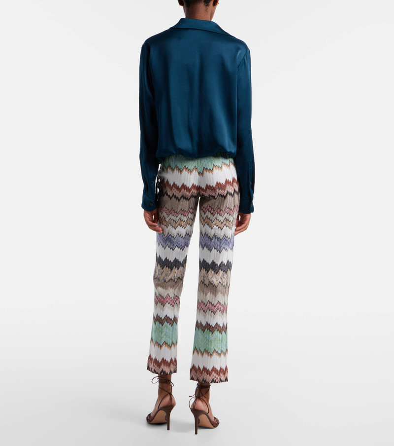 Zigzag lamé cropped straight pants 3