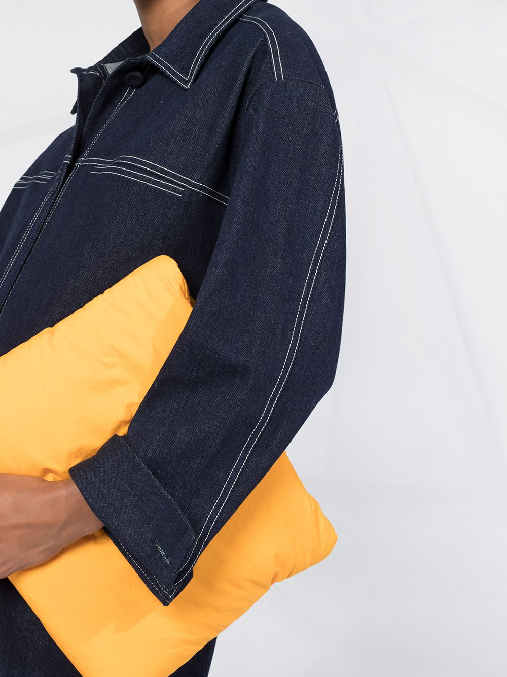 single-breasted denim coat - 5