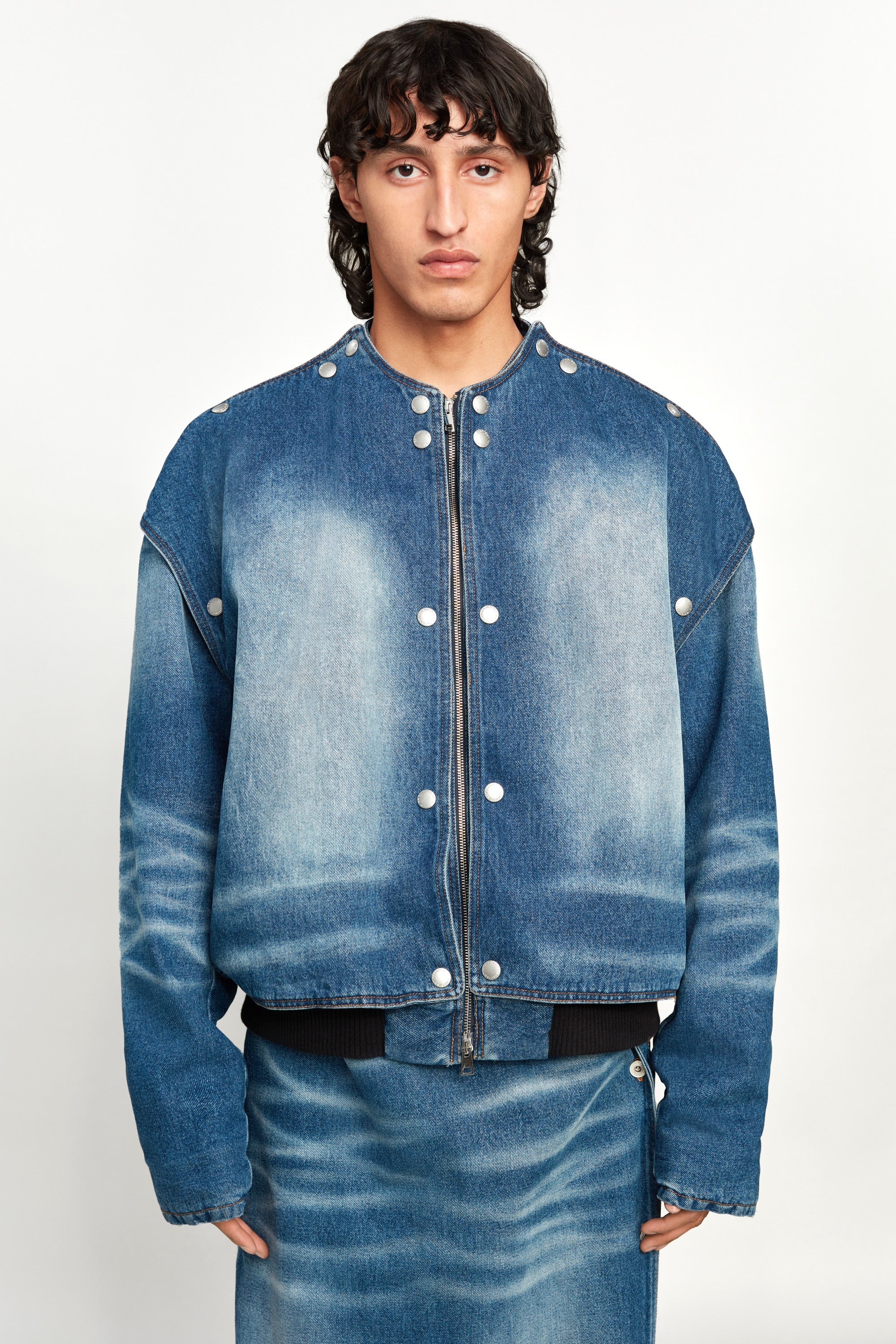 Snap Off Denim Bomber Jacket - 3