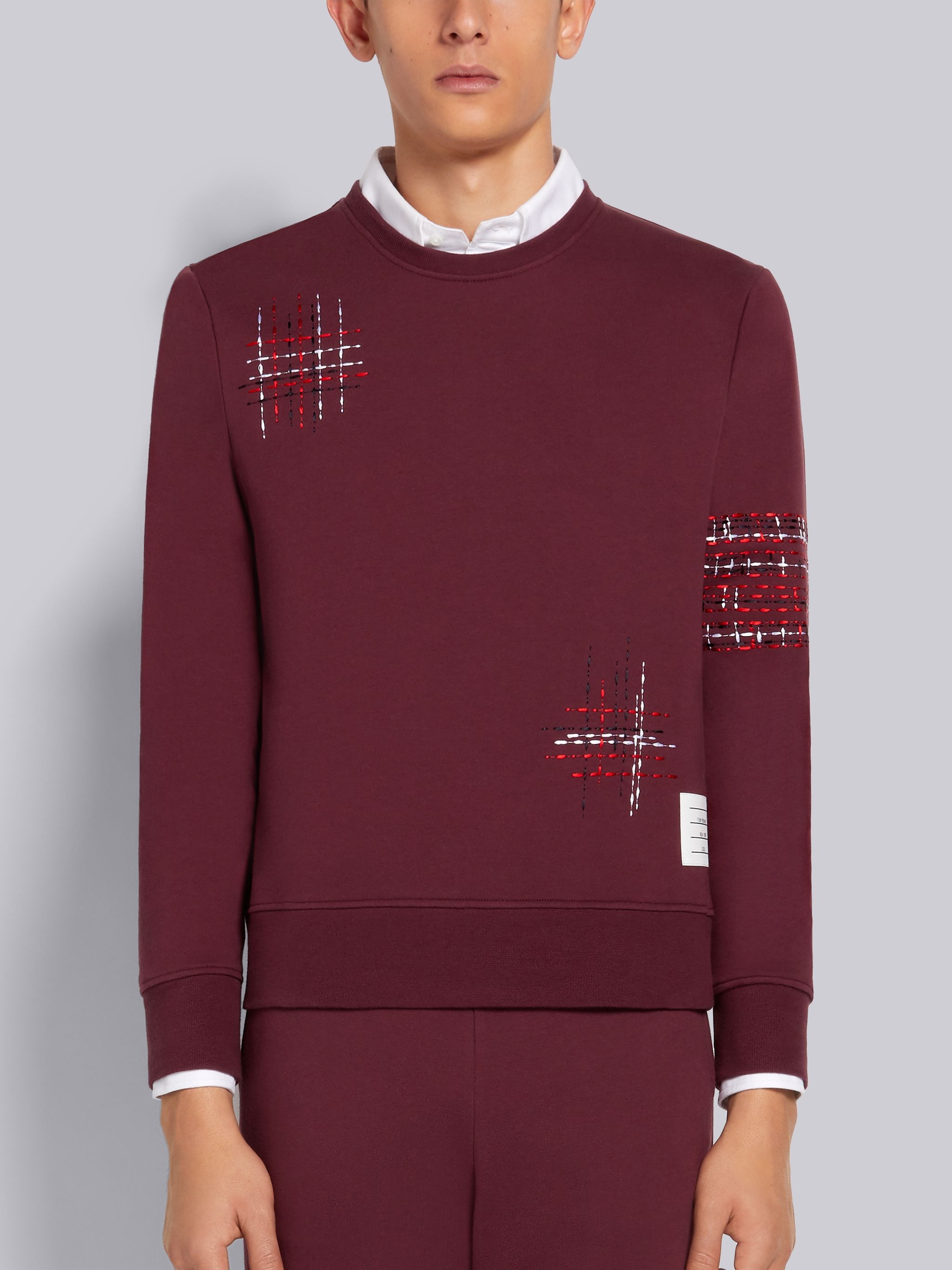 Dark Red Loopback Terry Crew Neck Sweatshirt - 1