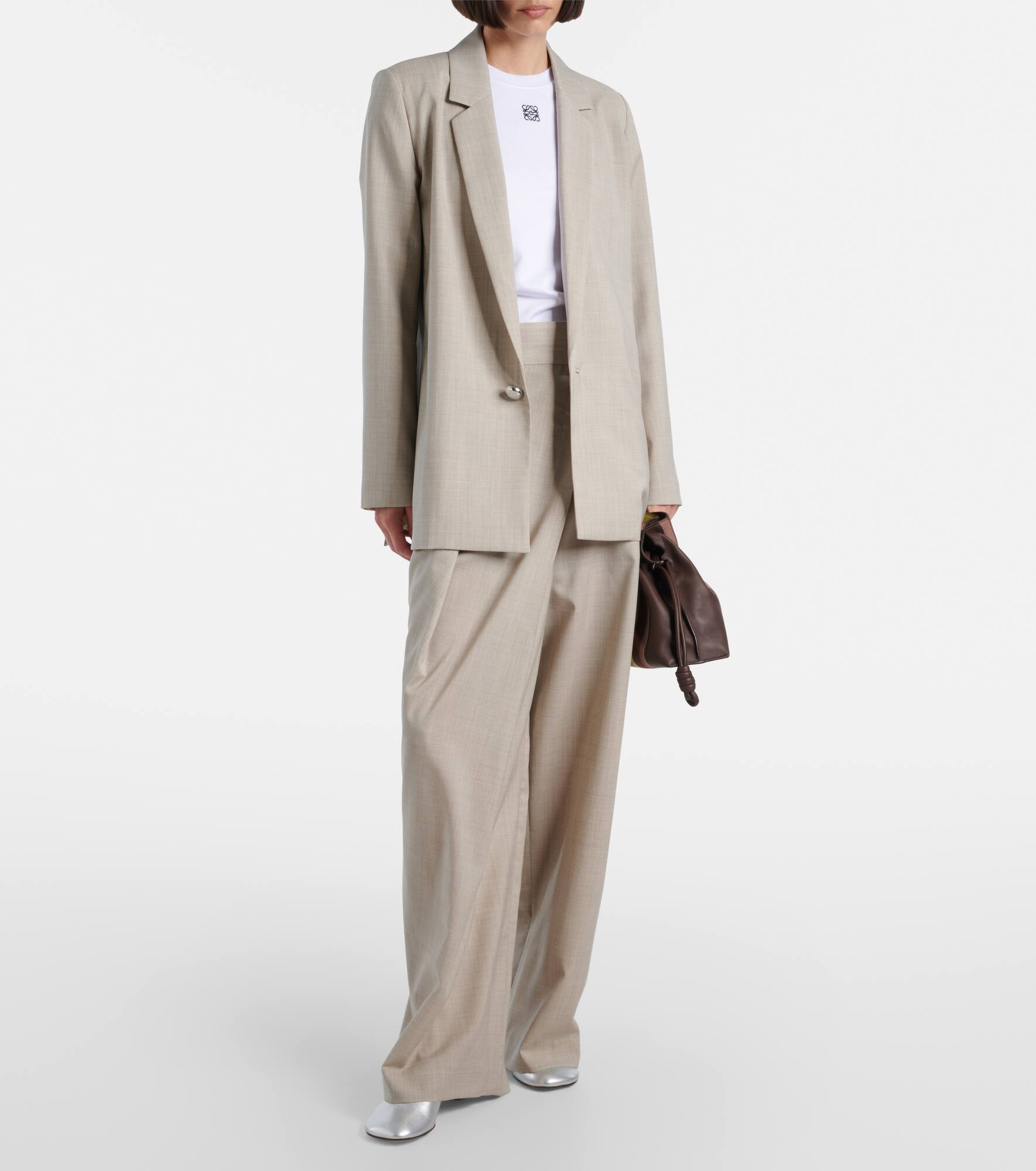Asymmetric wool wide-leg pants - 2