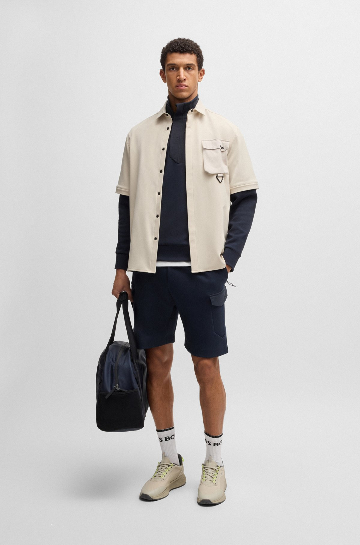 SUPER-STRETCH SHORTS WITH HOPSACK PANELING - 4