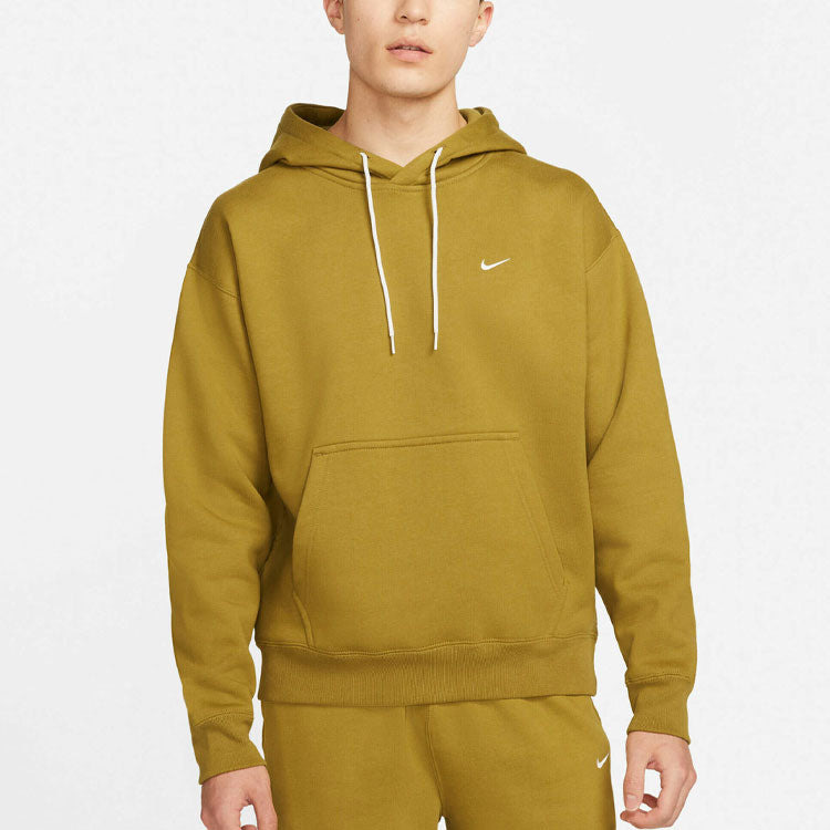 Men's Nike Small Logo Embroidered Solid Color Pullover Long Sleeves Hooded Sports Yellow CV0552-318 - 3