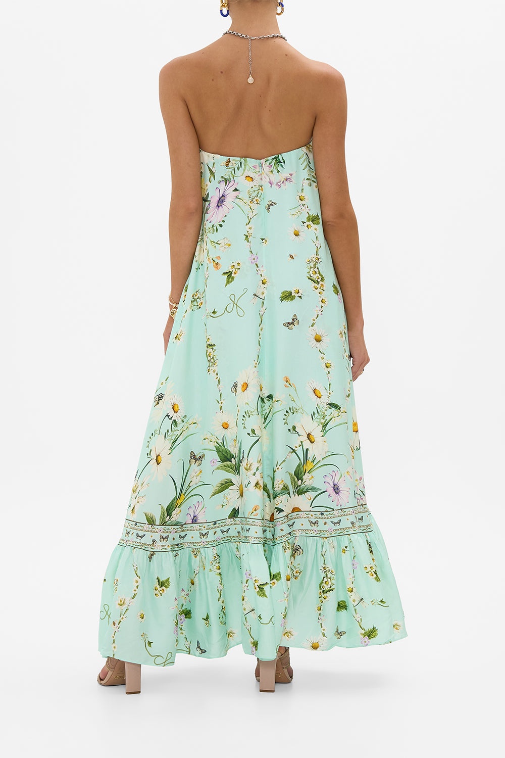 STRAPLESS MAXI WITH RUFFLE HEM - 3