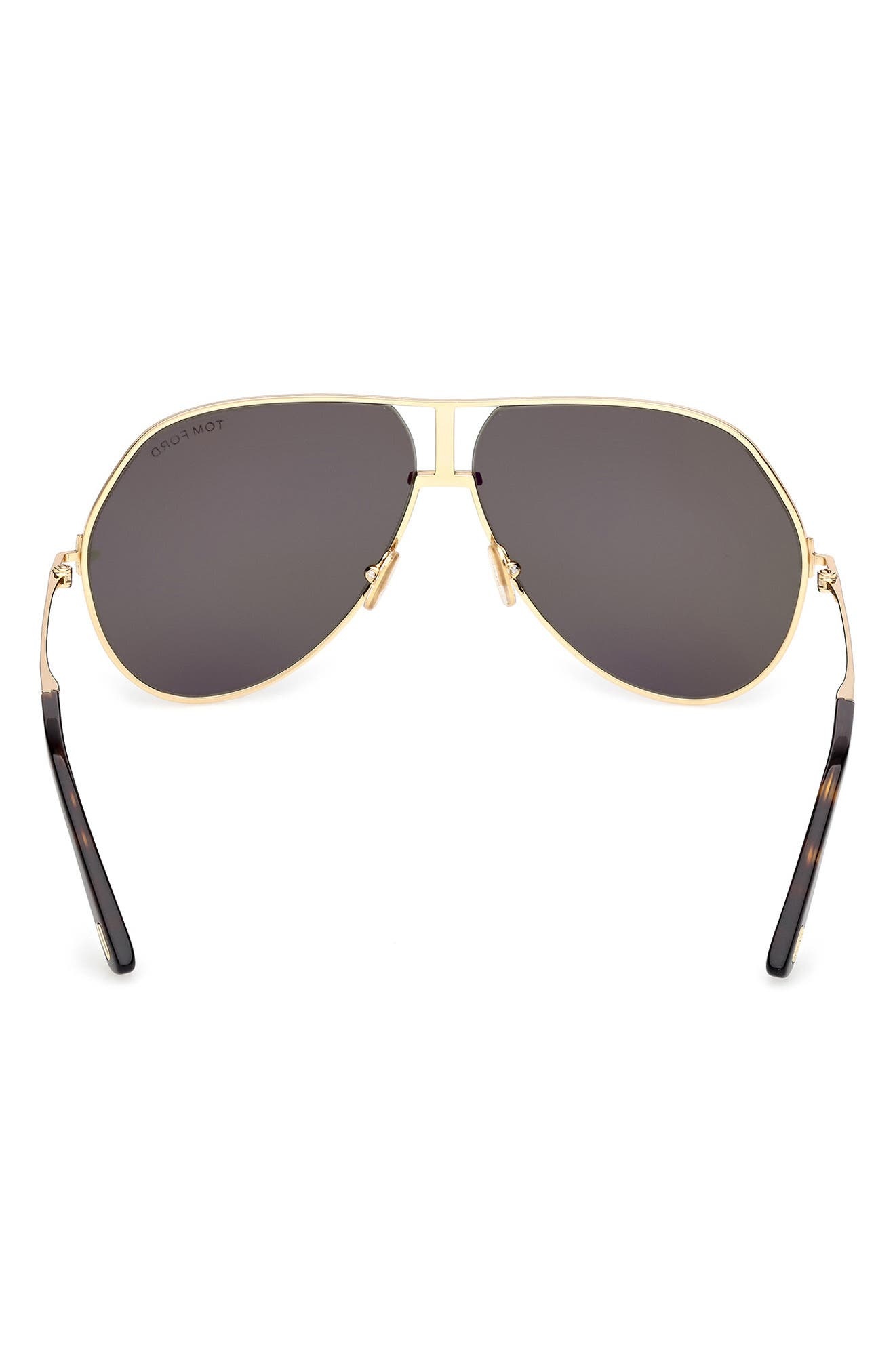 TOM FORD Rickie 63mm Oversize Navigator Sunglasses in Shiny Gold Dark Havana /Green at Nordstrom - 7