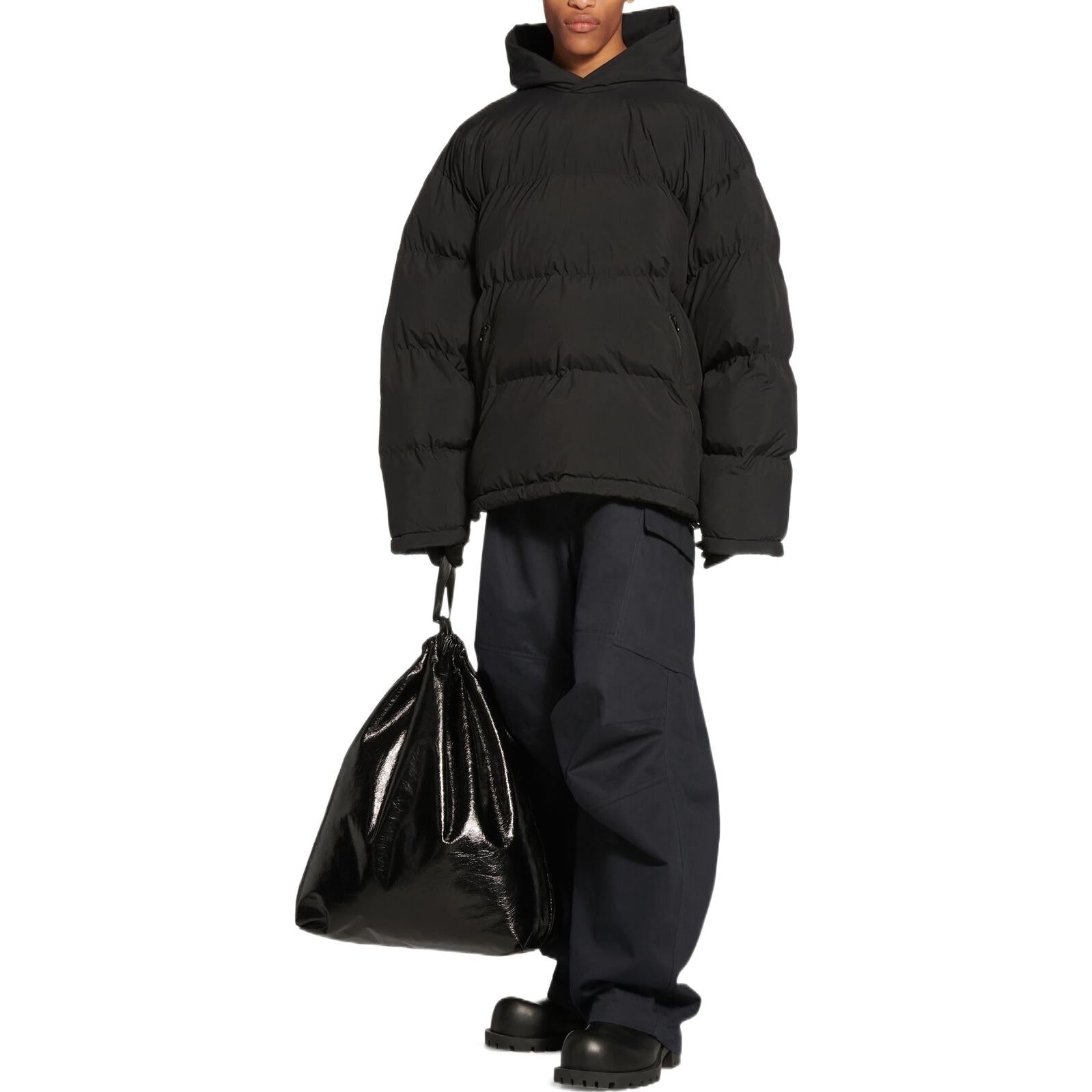 Balenciaga Sporty B Pull-Over Hooded Puffer Jacket 'Black' 720156-TNO45-1000 - 2