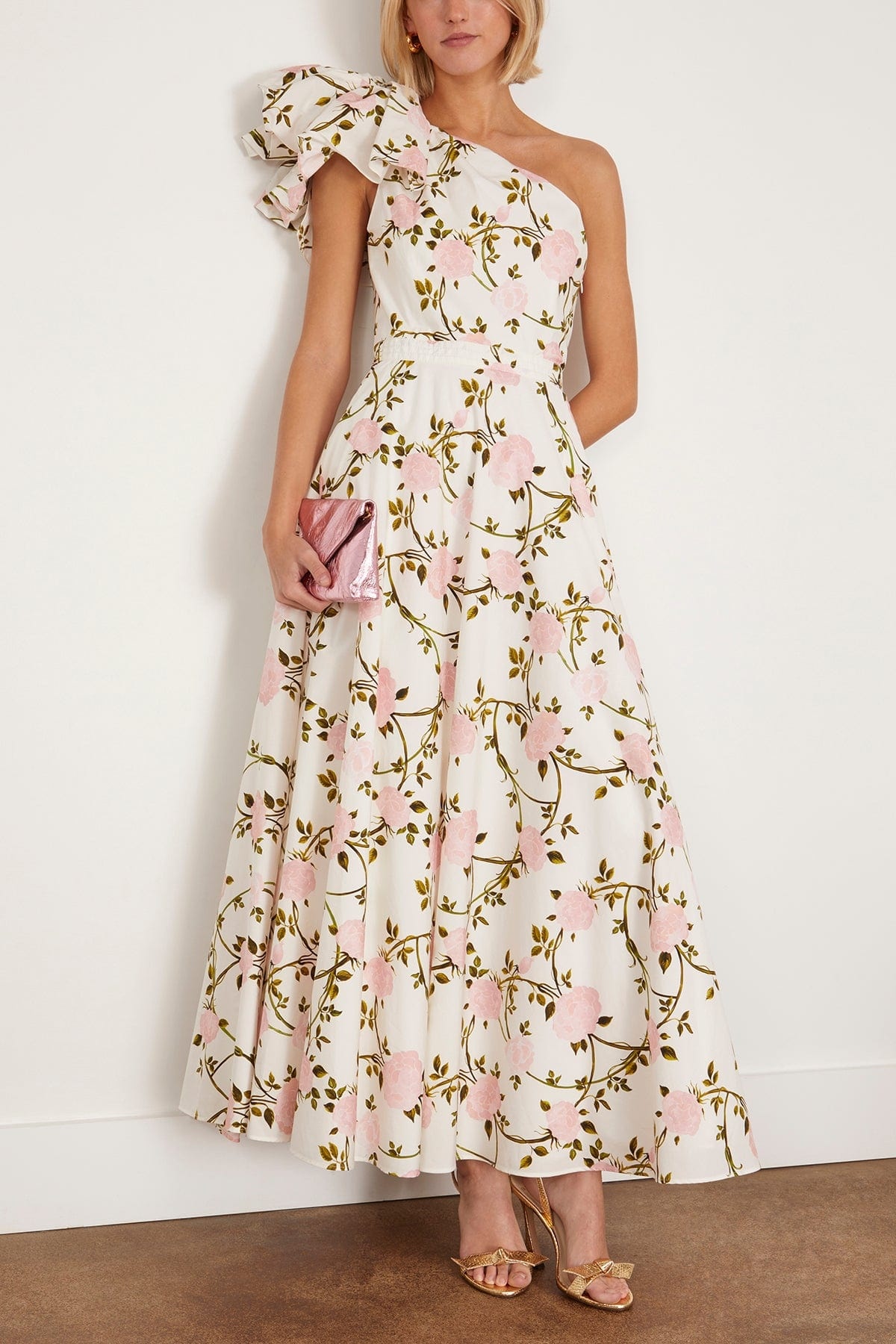 GIAMBATTISTA VALLI Rosier-print one-shoulder dress | REVERSIBLE