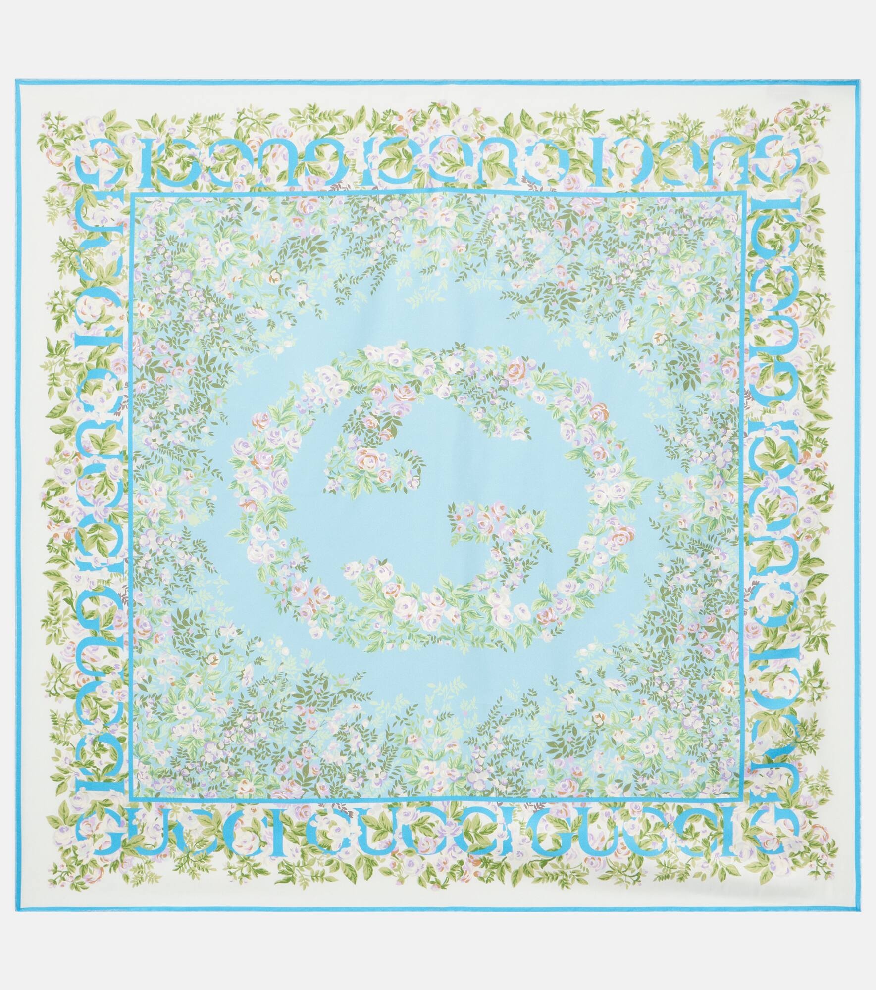 GG floral silk twill scarf - 1