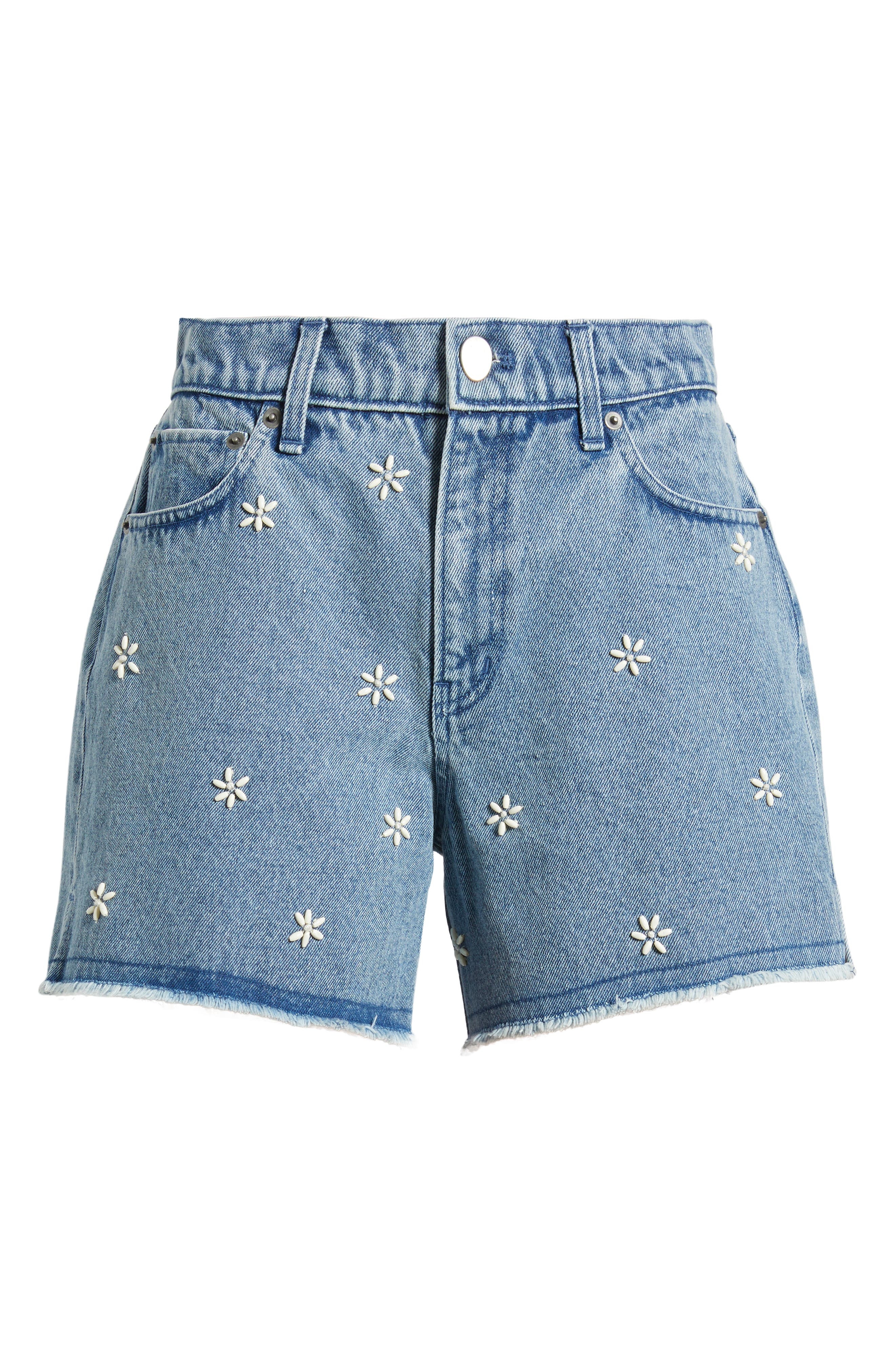 rag & bone Embellished Cutoff Denim Shorts in Blue Embellished at Nordstrom - 5
