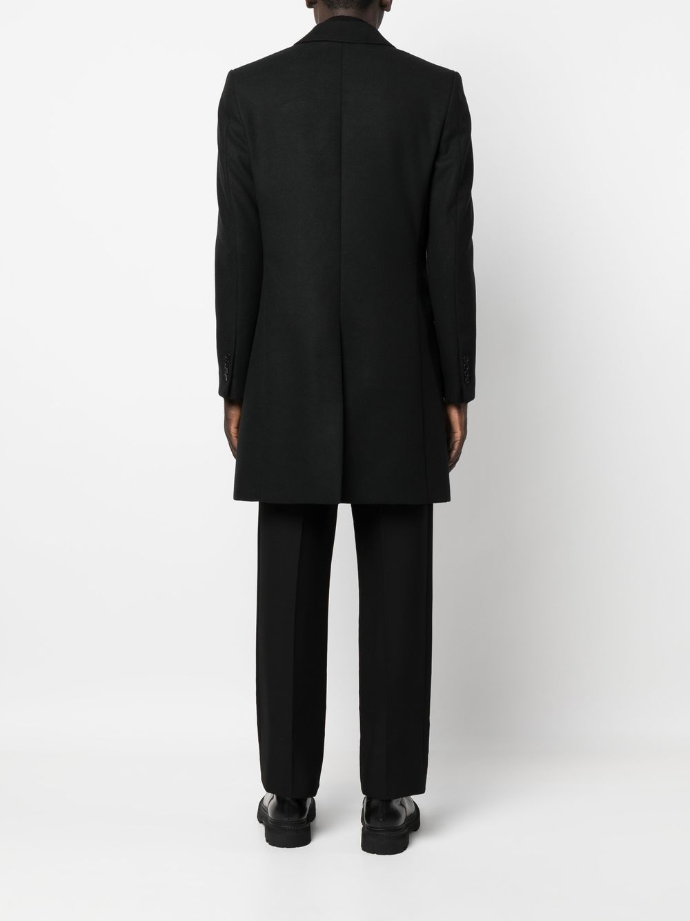 embroidered-logo single-breasted coat - 4