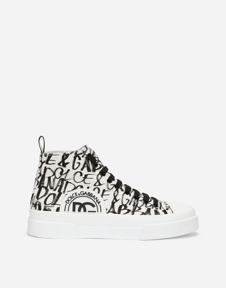 Canvas Portofino Light mid-top sneakers with DG logo print - 1