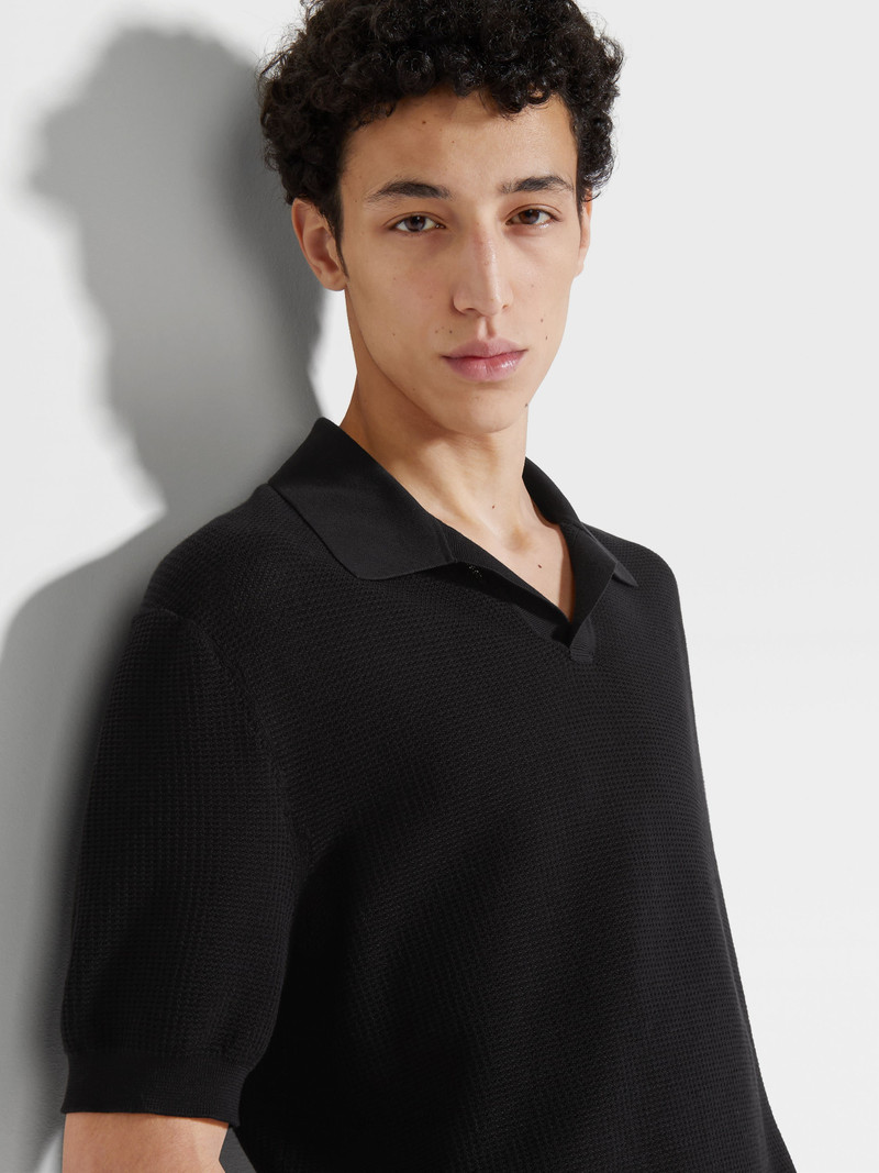 ZEGNA BLACK PREMIUM COTTON POLO SHIRT outlook