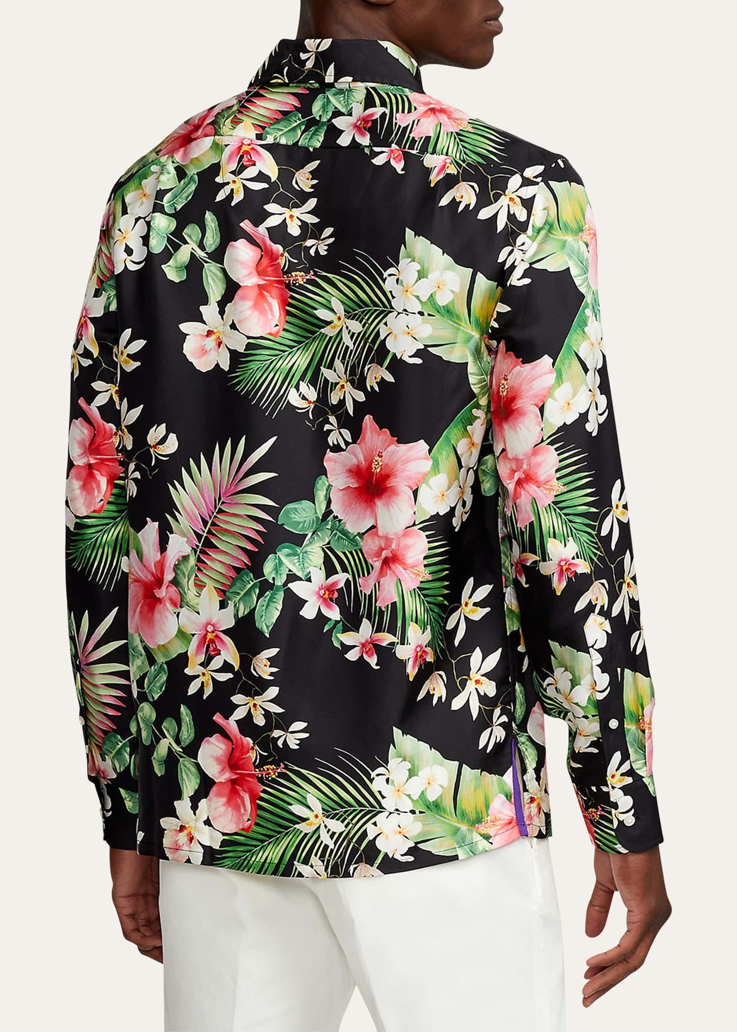 Men's Botanical-Print Silk Twill Shirt - 3