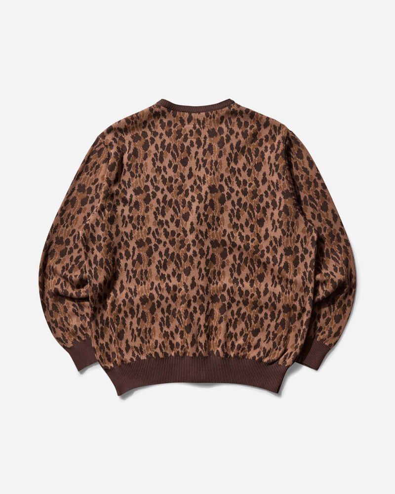WACKO MARIA Men's Leopard Jacquard Cardigan (Type-2) Brown outlook