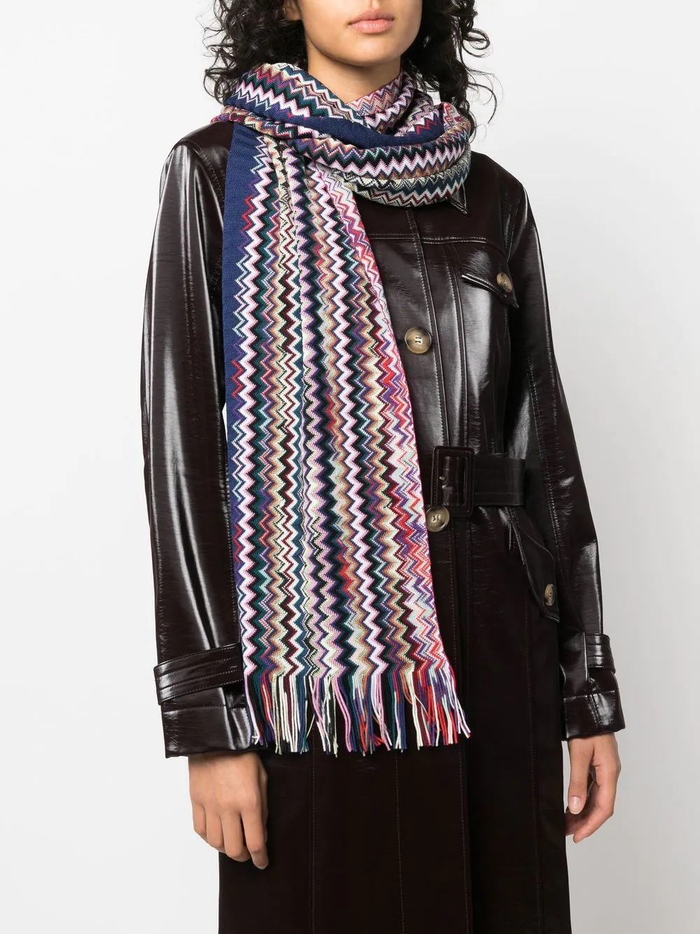 zigzag-pattern wool scarf - 2