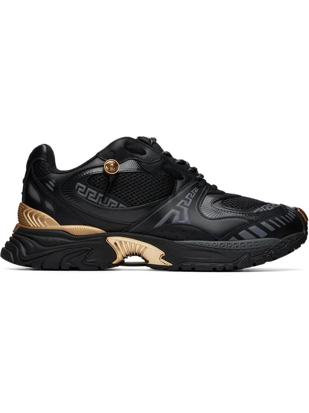 Black & Gold Icaro Leather Sneakers - 1