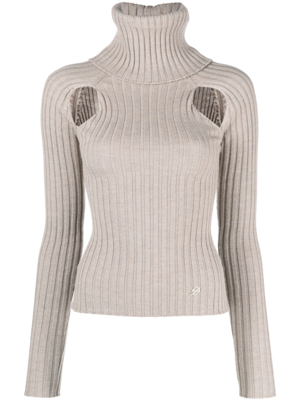 cut-out ribbed-knit wool jumper - 1