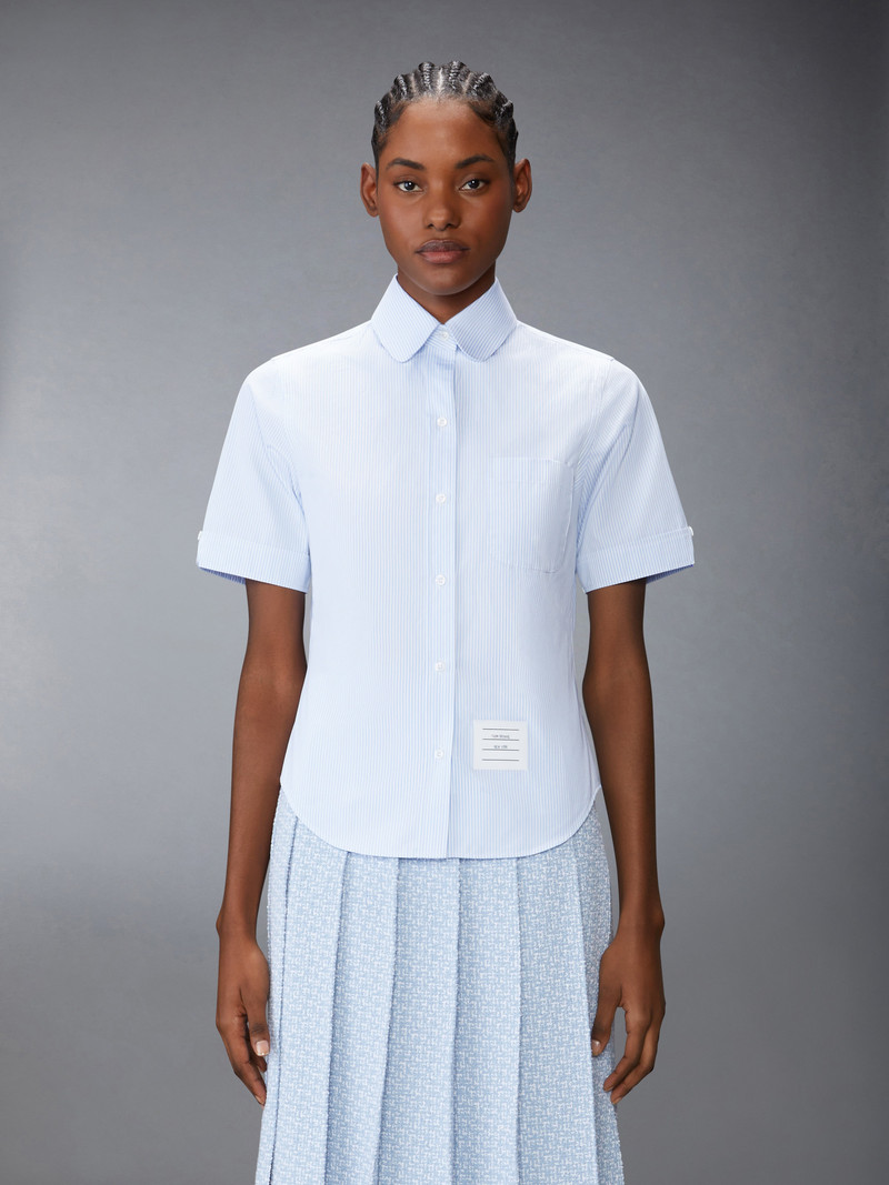 Thom Browne MICRO UNIVERSITY STRIPED POPLIN SHORT SLEEVE SHIRT outlook